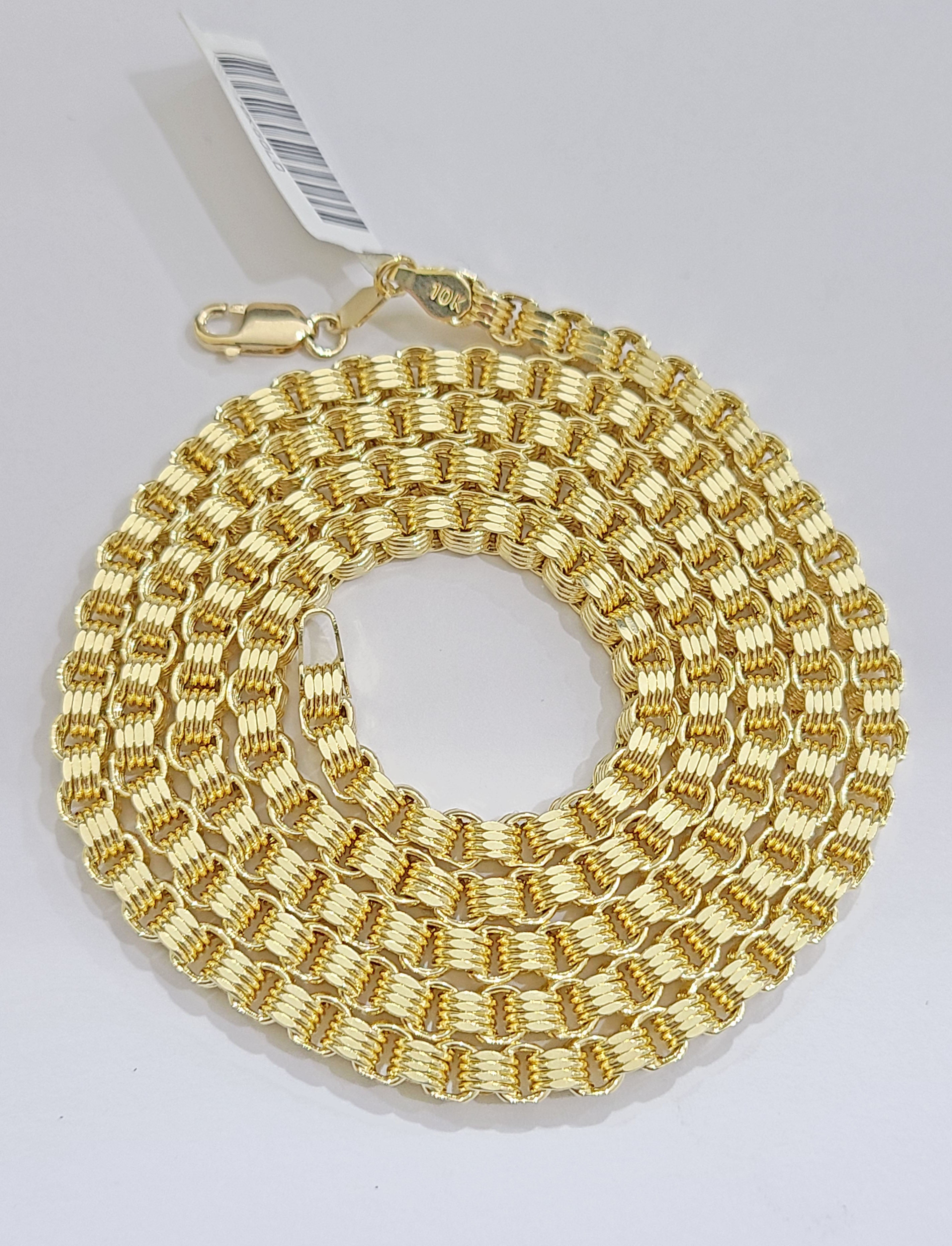 10K Yellow Gold Box Byzantine Chain Necklace 18'' Inch 4mm Real