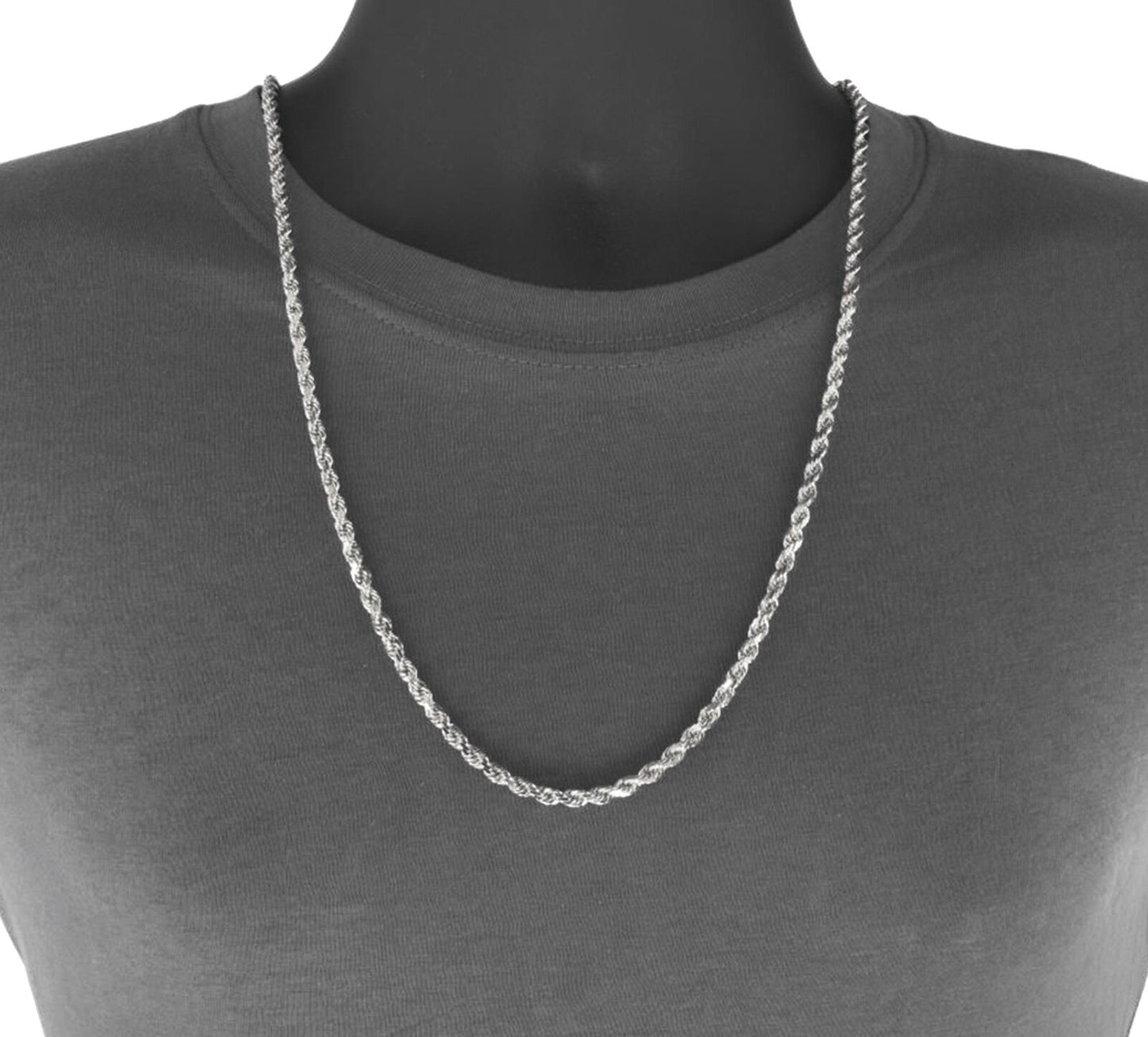 Real 10K White Gold Rope Chain 6mm Necklace 22'' Inches Lobster Lock 10kt