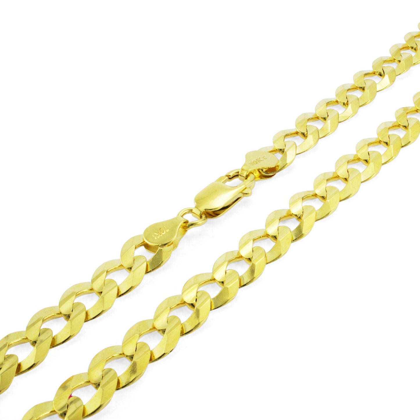 Real 10k Yellow Gold Cuban Curb Link Chain 8mm Necklace 24'' Lobster Lock 10kt