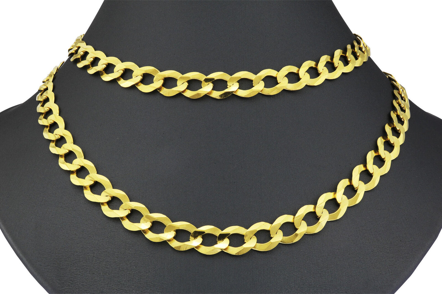 Real 10k Yellow Gold Cuban Curb Link Chain 8mm Necklace 24'' Lobster Lock 10kt