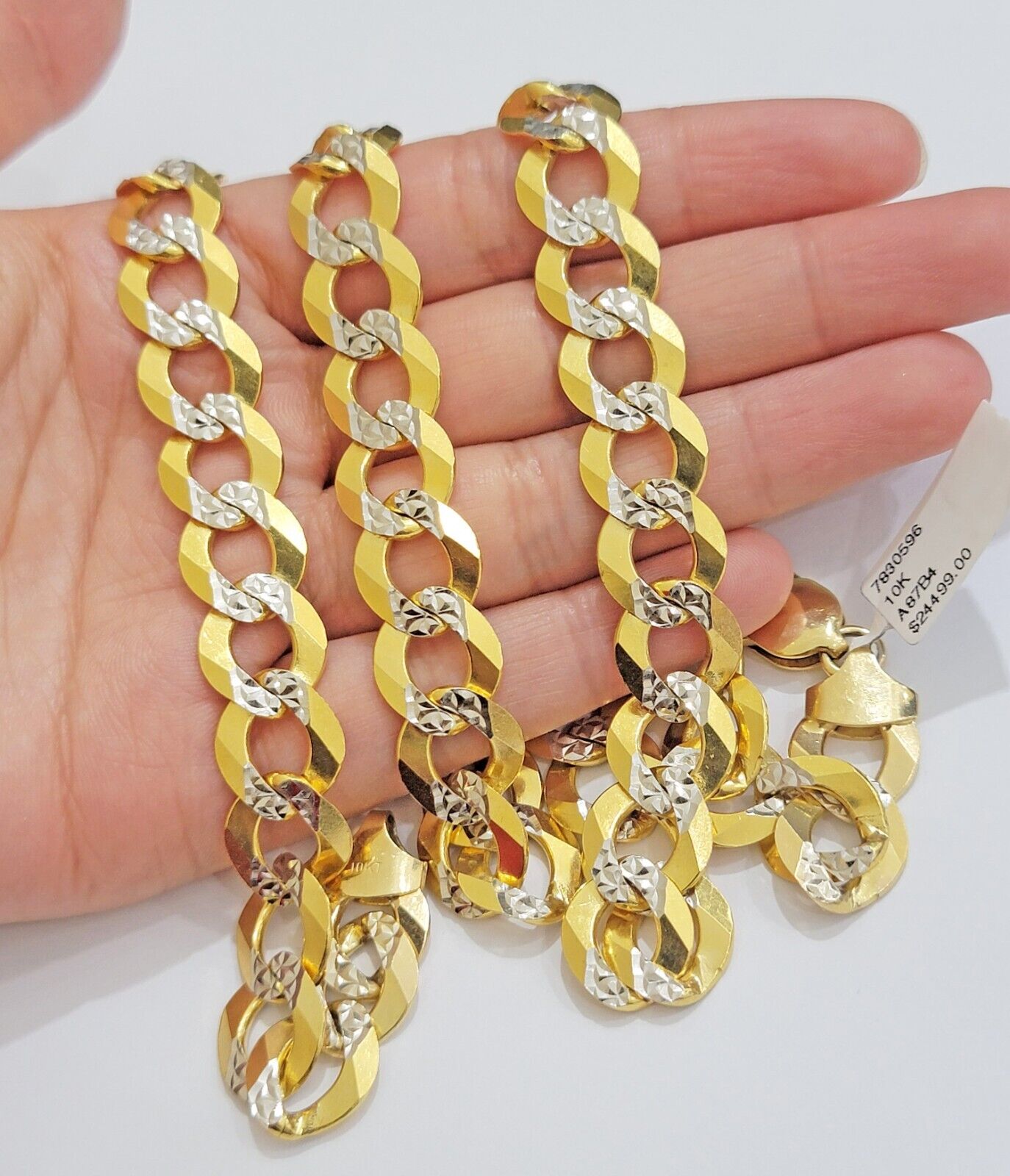 10K Solid Yellow Gold Cuban Curb Chain 12mm Diamond Cut Necklace 30'' Inches