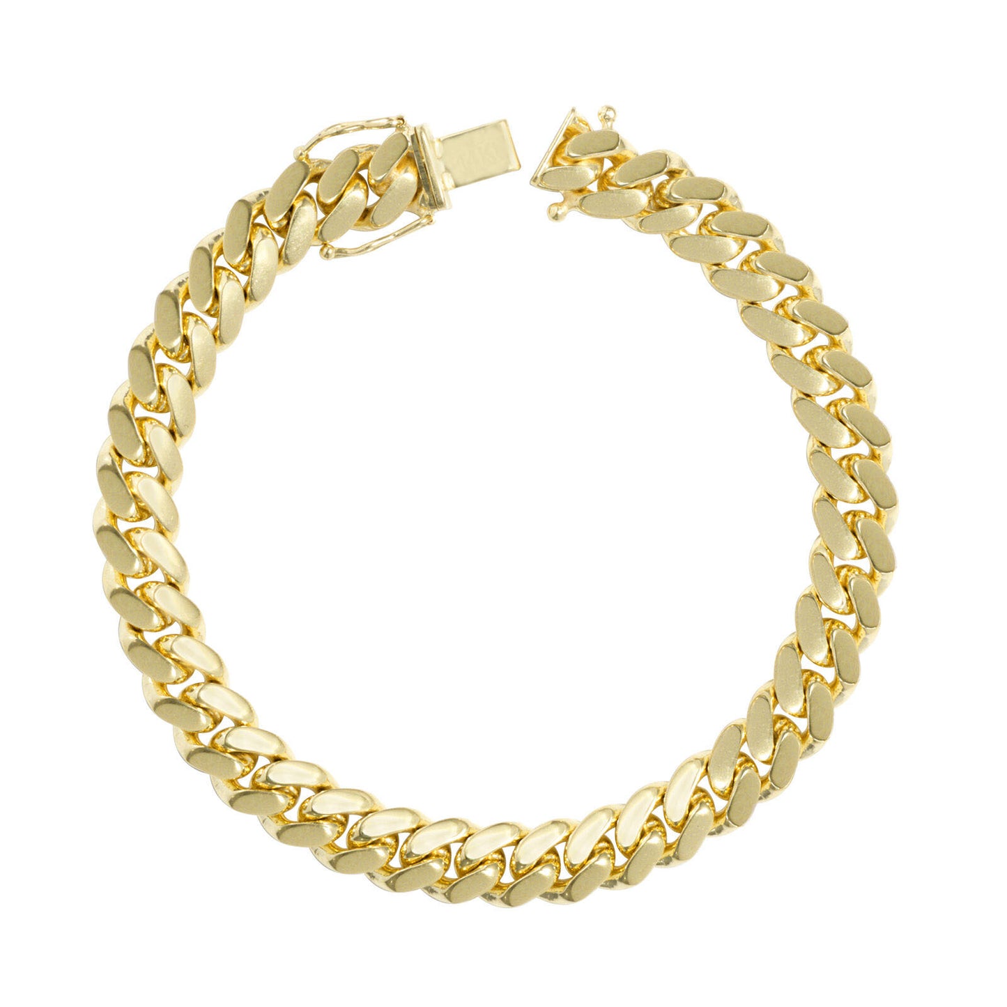 14k Yellow Gold Miami Cuban Link Bracelet 7.5" inch 8mm Real 14kt Kids and Ladies
