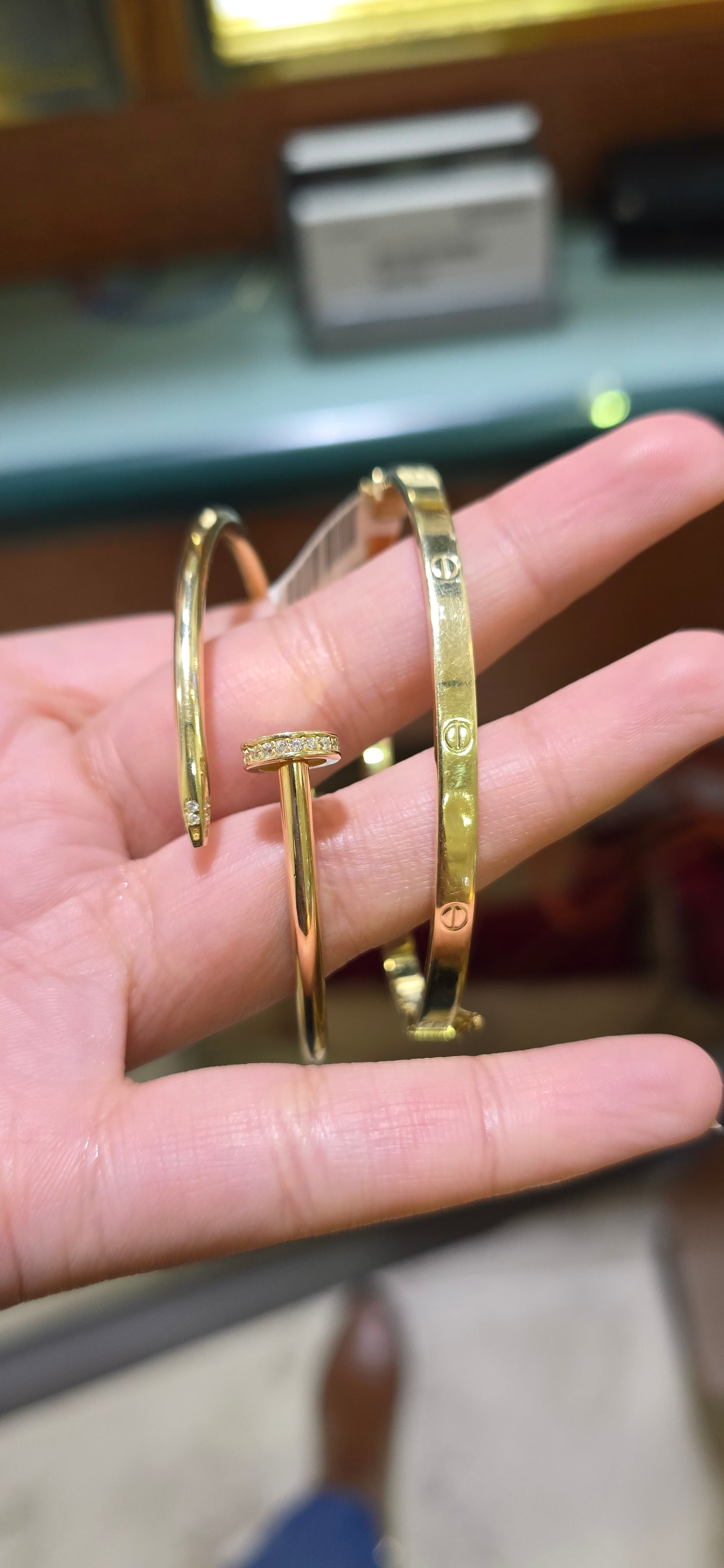 Real 10k Yellow Gold Bangle Bracelet For Ladies 2 Pieces (adjuested Listing)