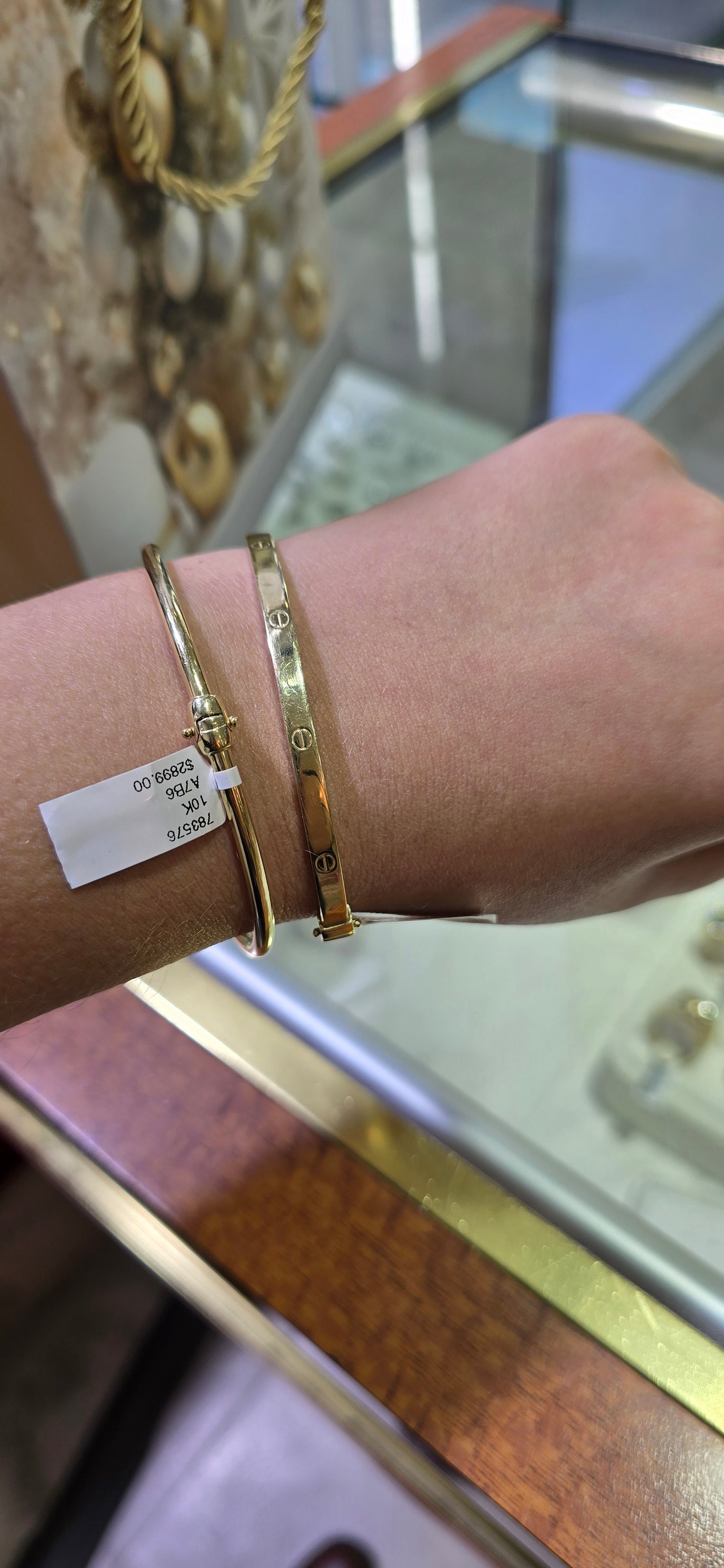 Real 10k Yellow Gold Bangle Bracelet For Ladies 2 Pieces (adjuested Listing)