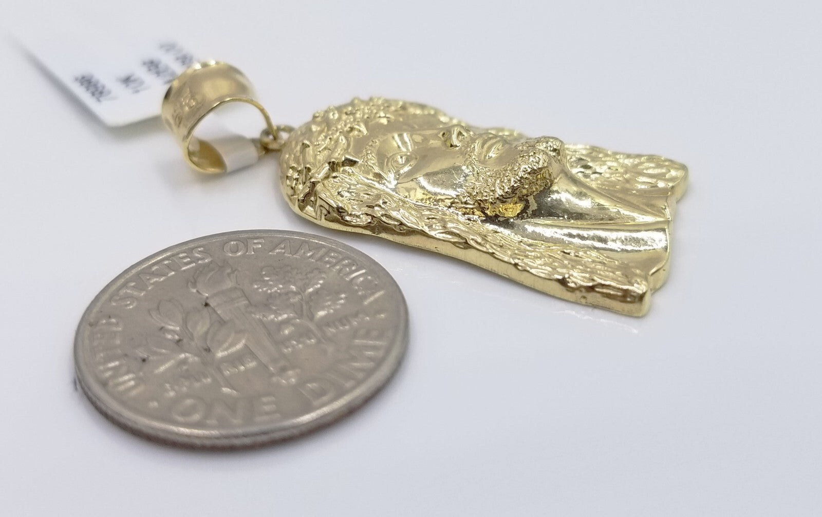 Real 10k Yellow Gold 3mm Rope Chain 20" inch Necklace And Jesus Head Pendant