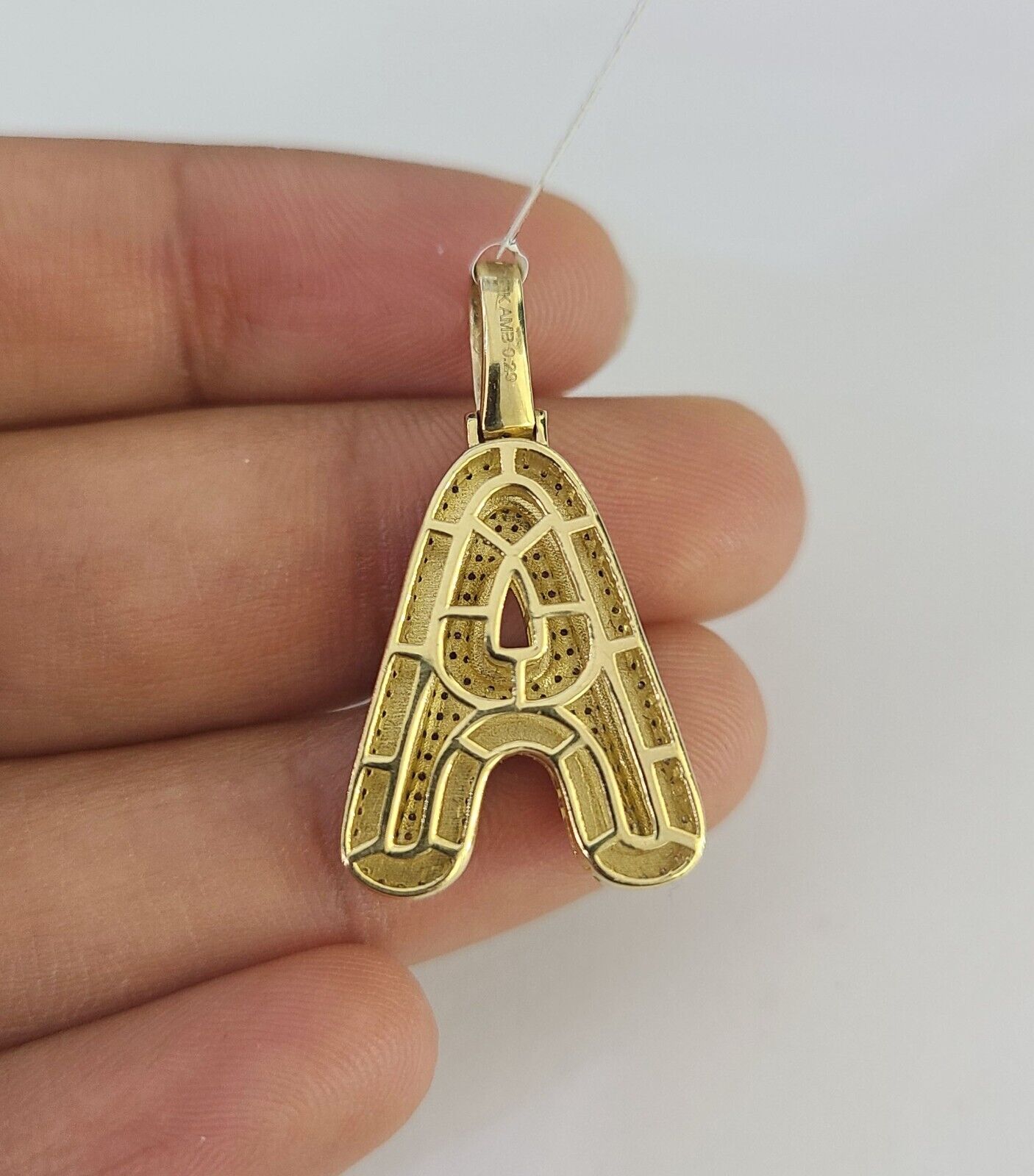 Real 10k Gold Necklace Chain Diamond A Alphabet Charm SET 3mm Miami Cuban Link