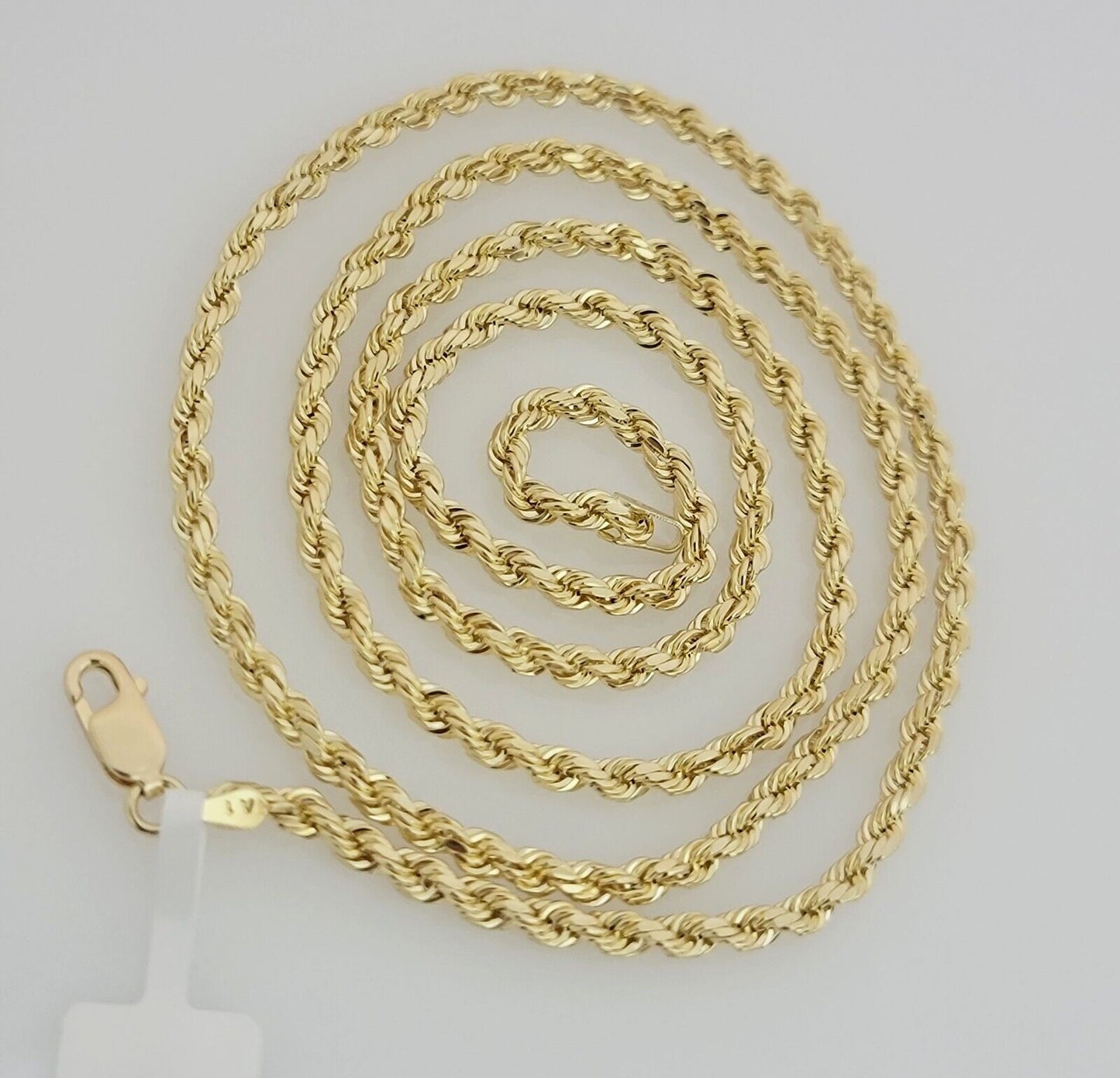 10K Yellow Gold Rope Chain Necklace 3mm 26 Inch REAL 10kt Diamond Cut For Mens
