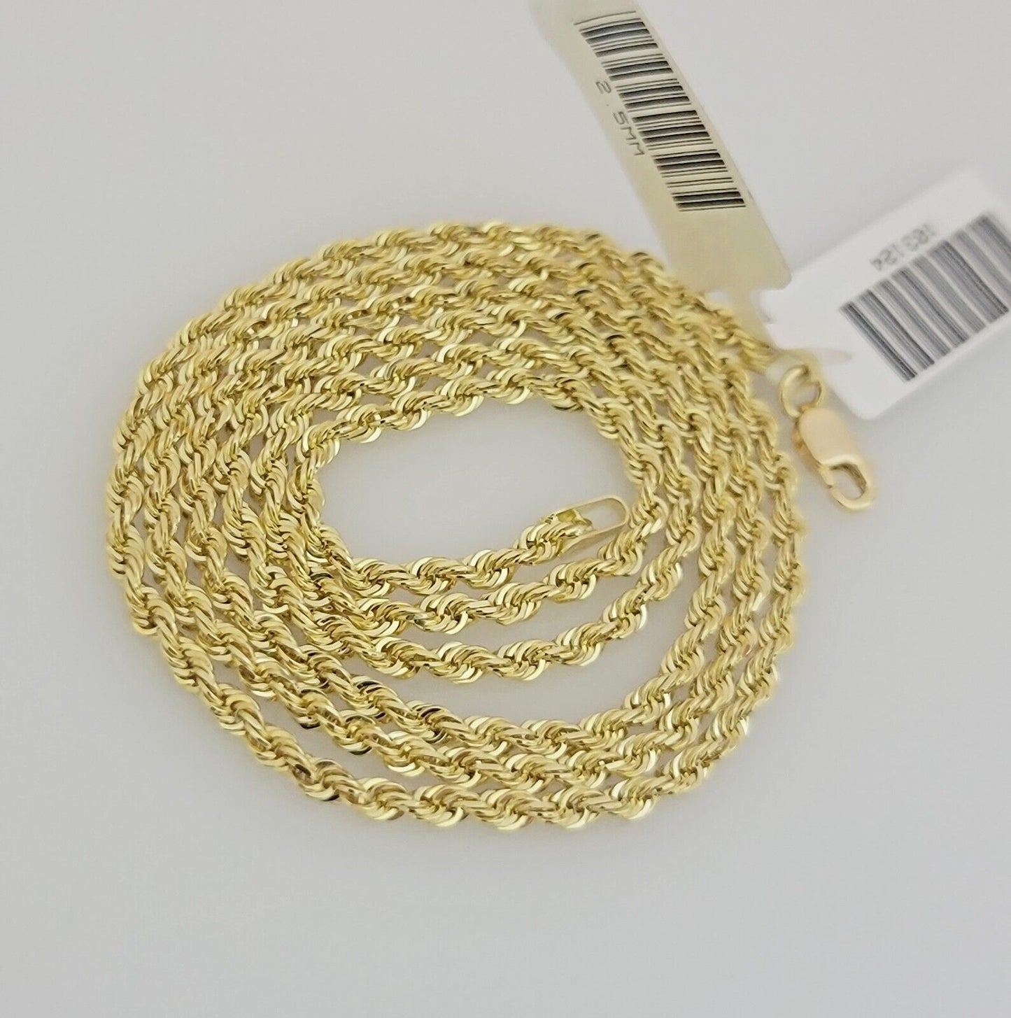 Real 10k Gold Chain Necklace Rope 22 Inch 2.5mm Diamond Cut Solid 10kt Men Women