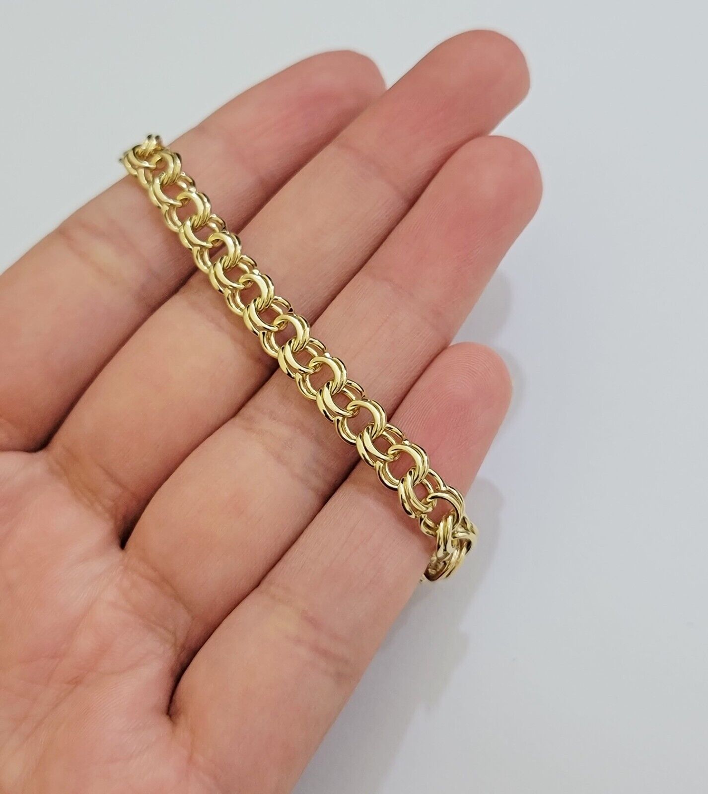 Real 10k Yellow Gold Bracelet Chino ID Name Plate 6.25" SOLID LINK KIDS / Women