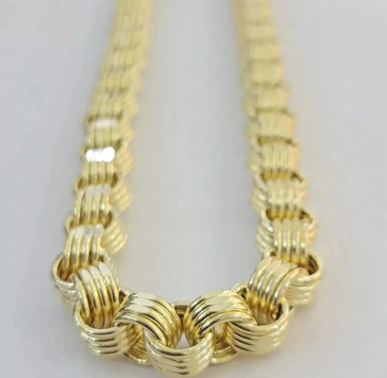 Real 10k Gold Necklace Byzantine Box Chain 12mm 24 Inch For Mens 10kt Alexandria