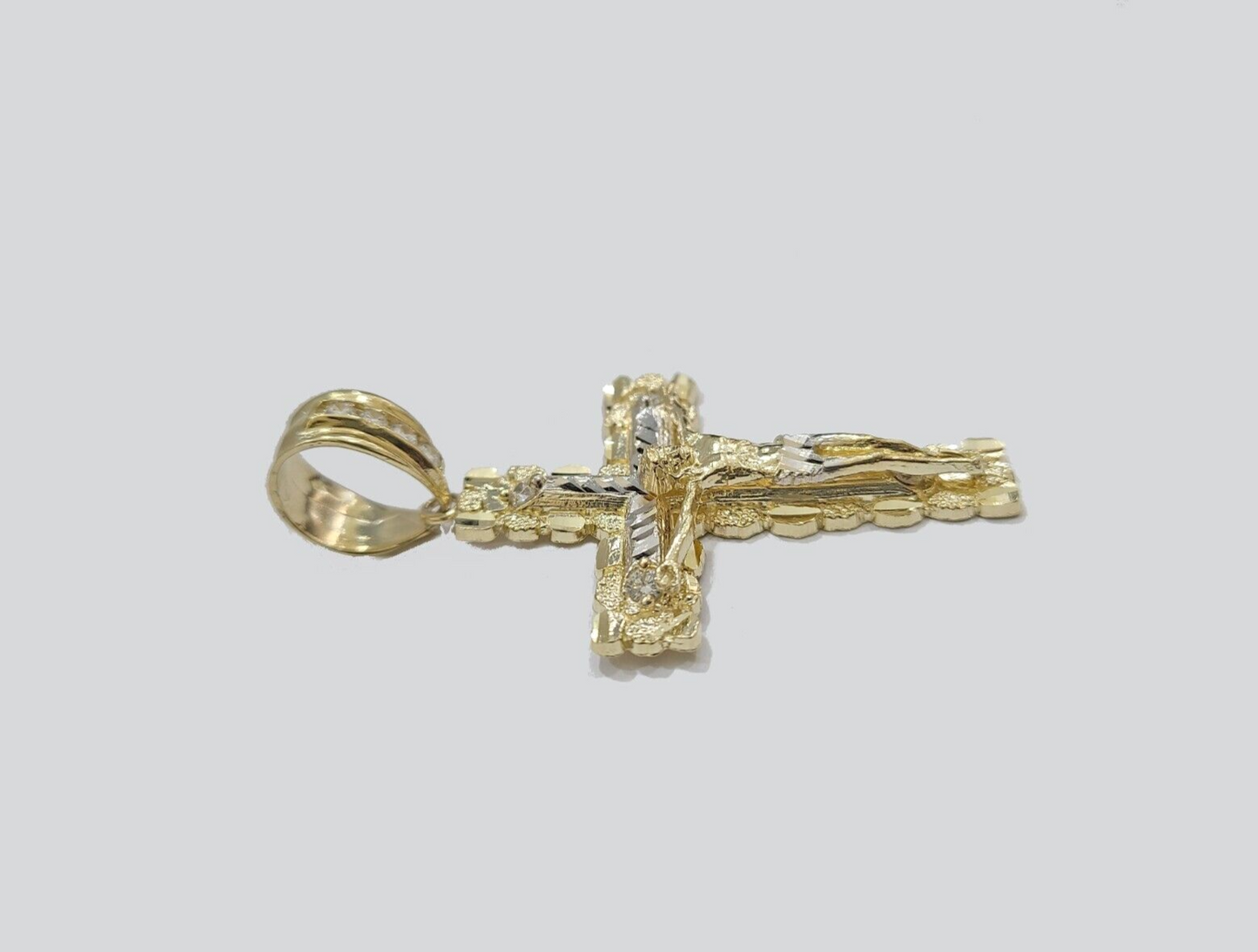 Real 10k Gold Cross Pendant Necklace 26 Inch SET Chain 5mm Miami Cuban Link 10KT