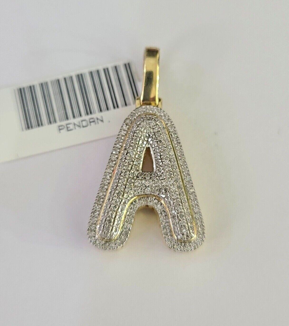 Real 10k Gold Necklace Chain Diamond A Alphabet Charm SET 3mm Miami Cuban Link