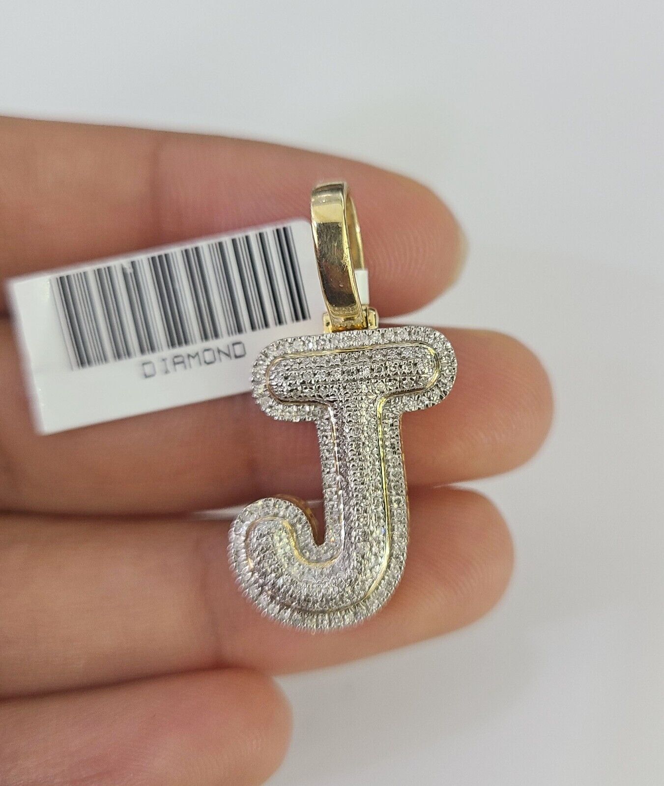 Real 10k Gold Necklace Chain Diamond J Alphabet Charm SET 3mm Miami Cuban Link