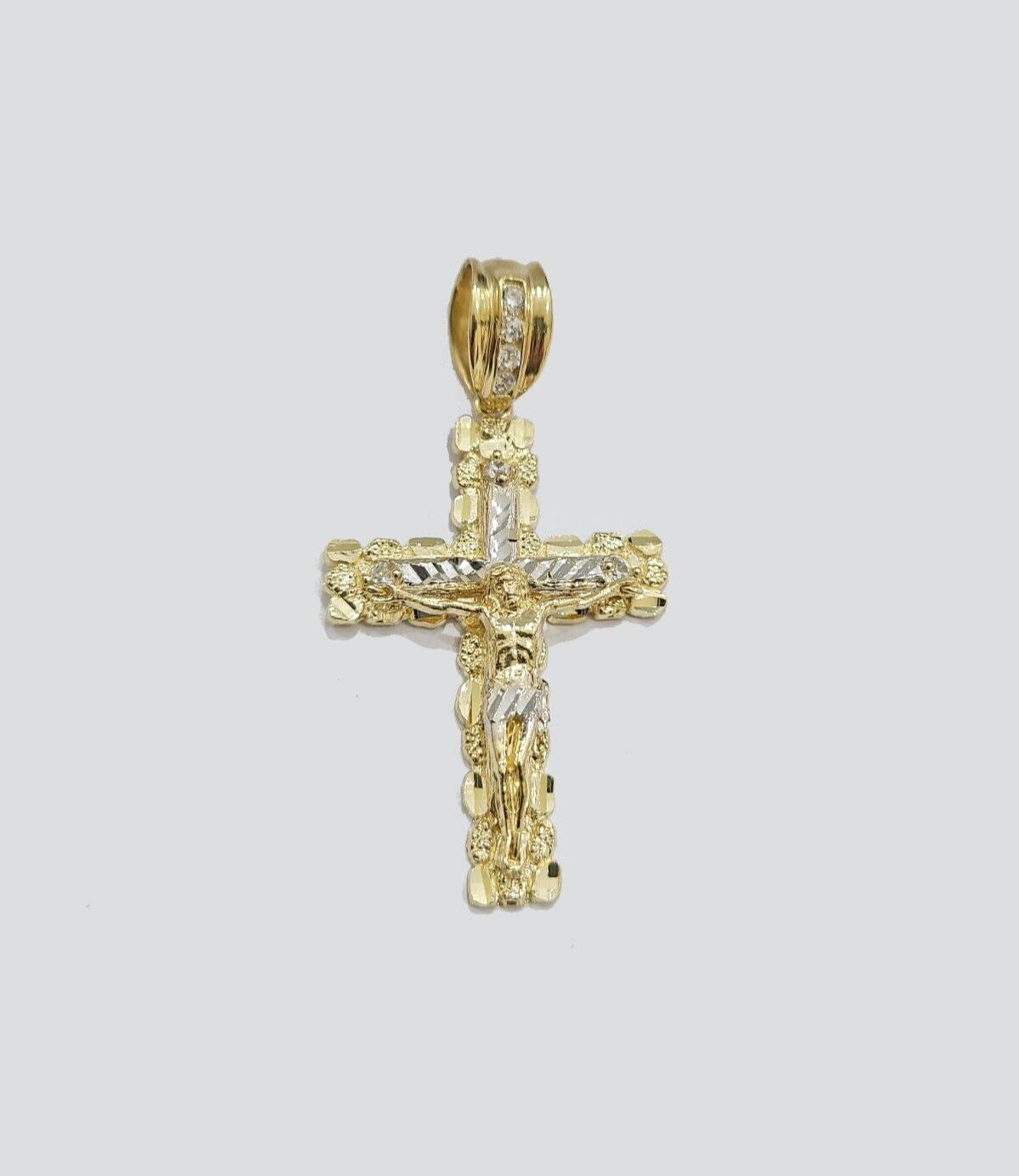 Real 10k Gold Cross Pendant Necklace 22 Inch SET Chain 5mm Miami Cuban Link 10KT