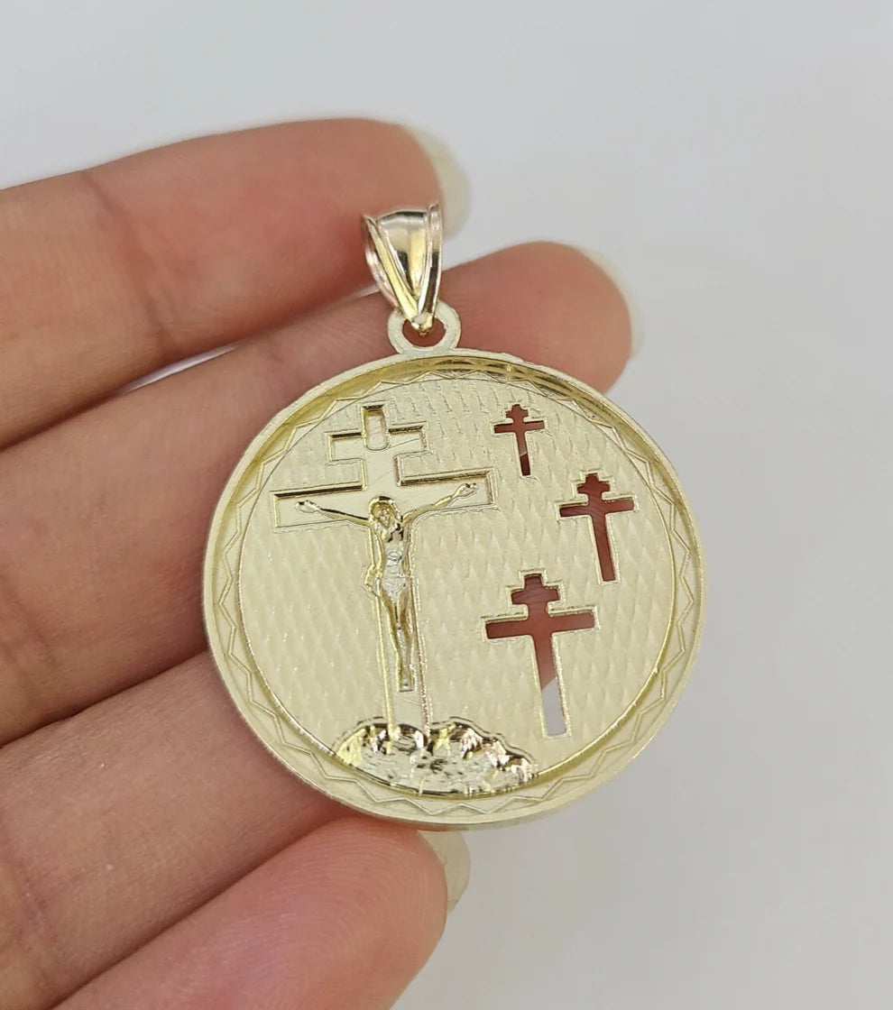 10k Jesus Crucifix Charm Pendant Medallion Religious REAL 10Kt Yellow Gold Real