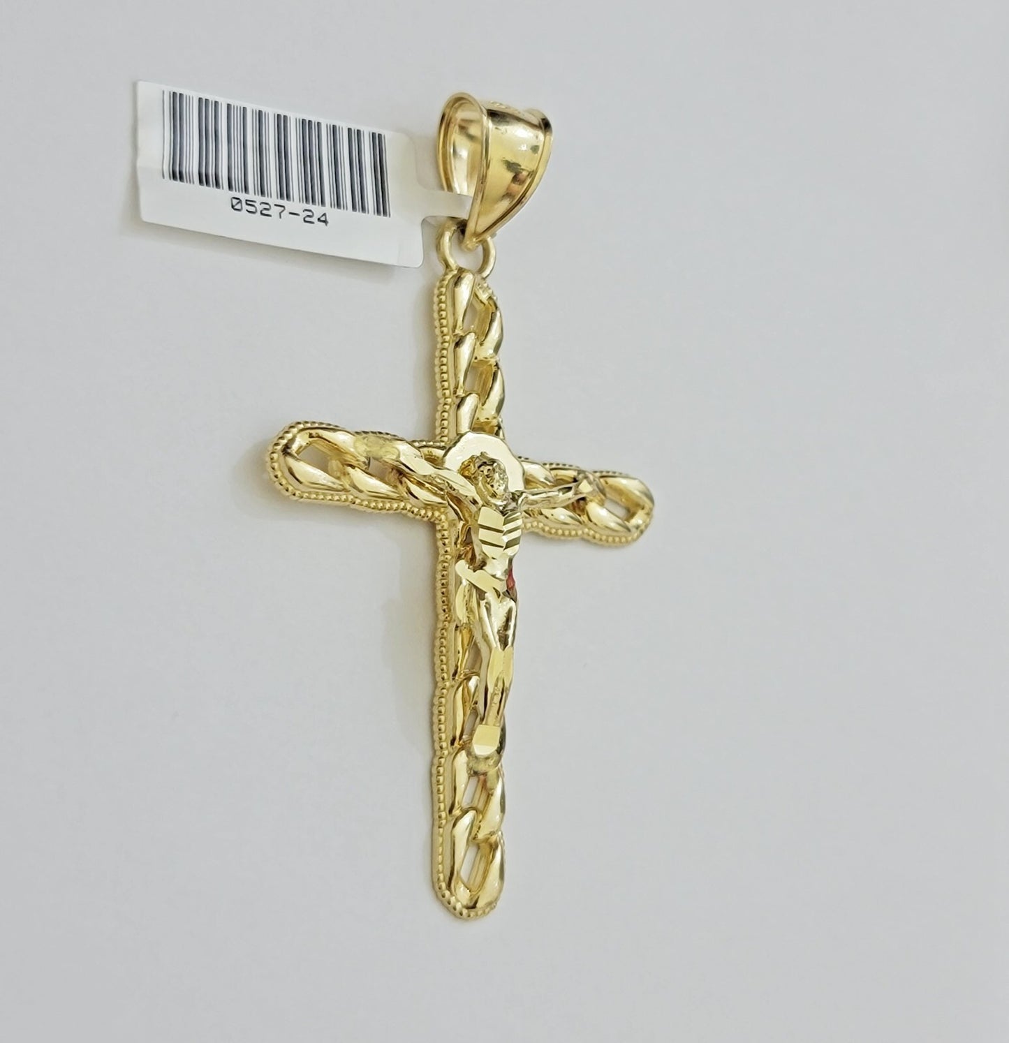Real 10k Yellow Gold Cross charm Hollow Jesus Pendant 2.2 Inch For Mens 10KT /AS
