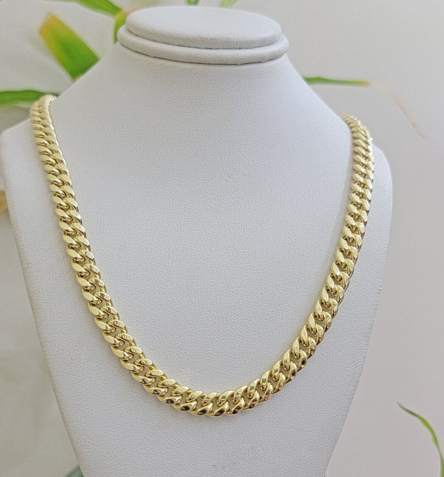 Real 10k Gold Chain 7mm 22 Inch Miami Cuban Link Box Clasp Mens 10kt Yellow Gold