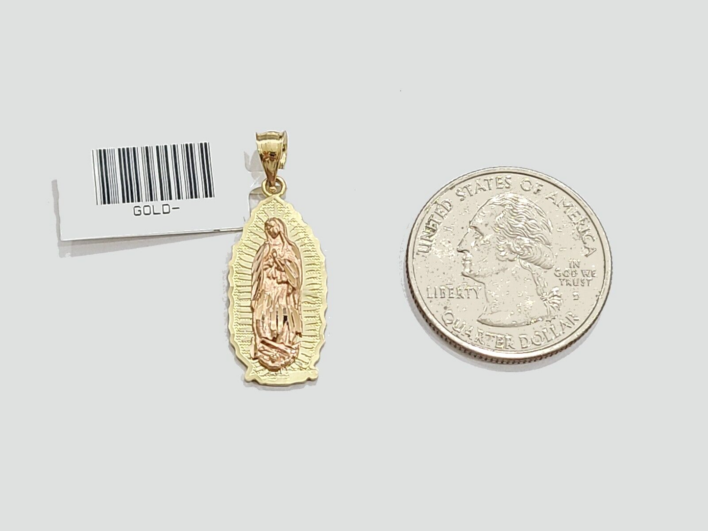Real 10k Yellow Gold Virgin Mary Pendant 10kt Gold Charm For Necklace
