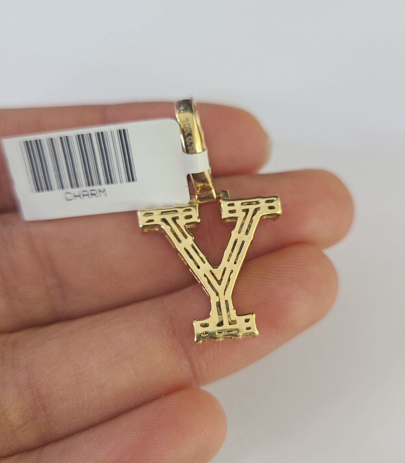 Real 10k Gold Necklace Chain Diamond Y Alphabet Charm SET 3mm Miami Cuban Link