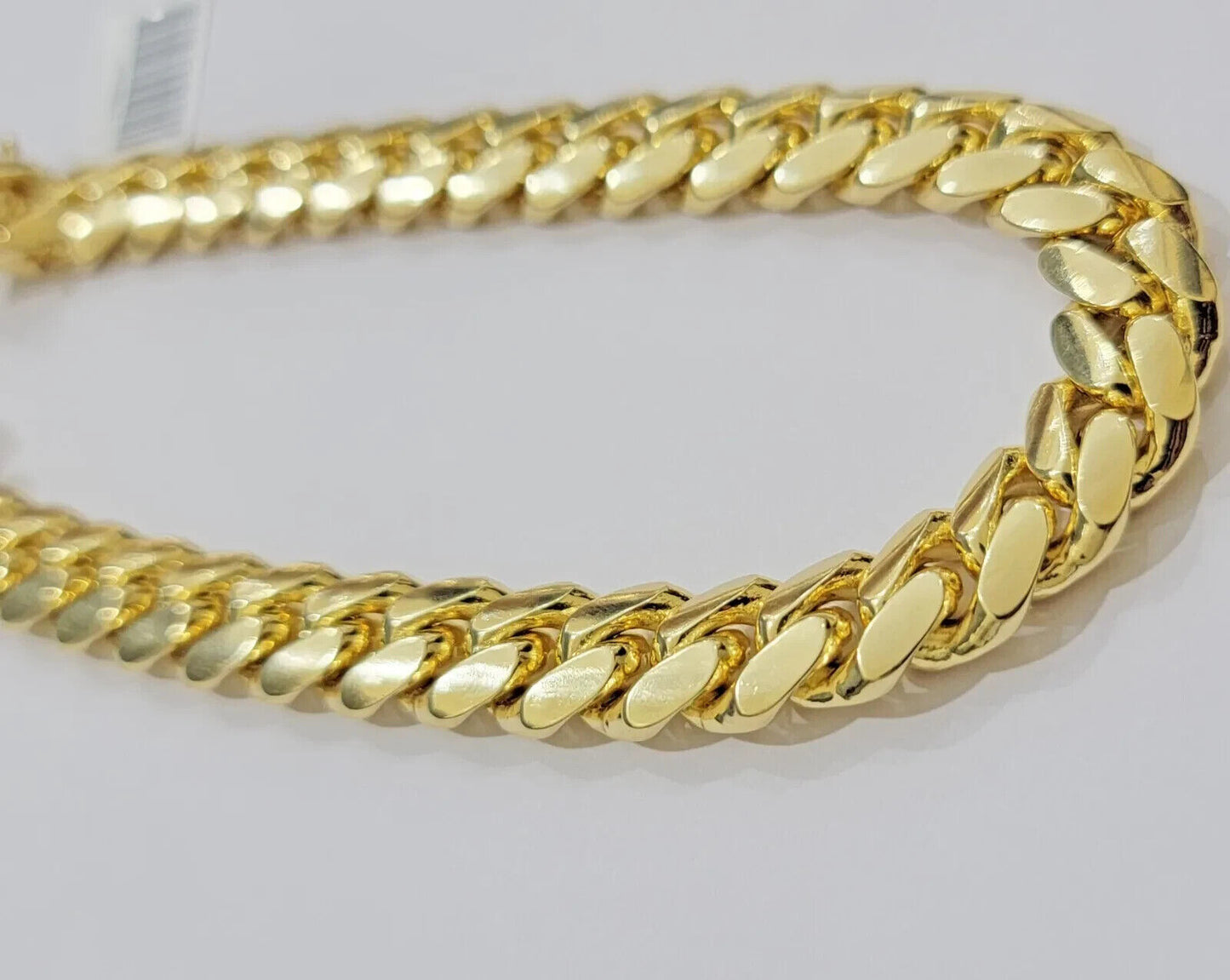 10mm Miami Cuban Link Bracelet 9 Inch Solid 14k Yellow Gold Box Lock REAL 14kt