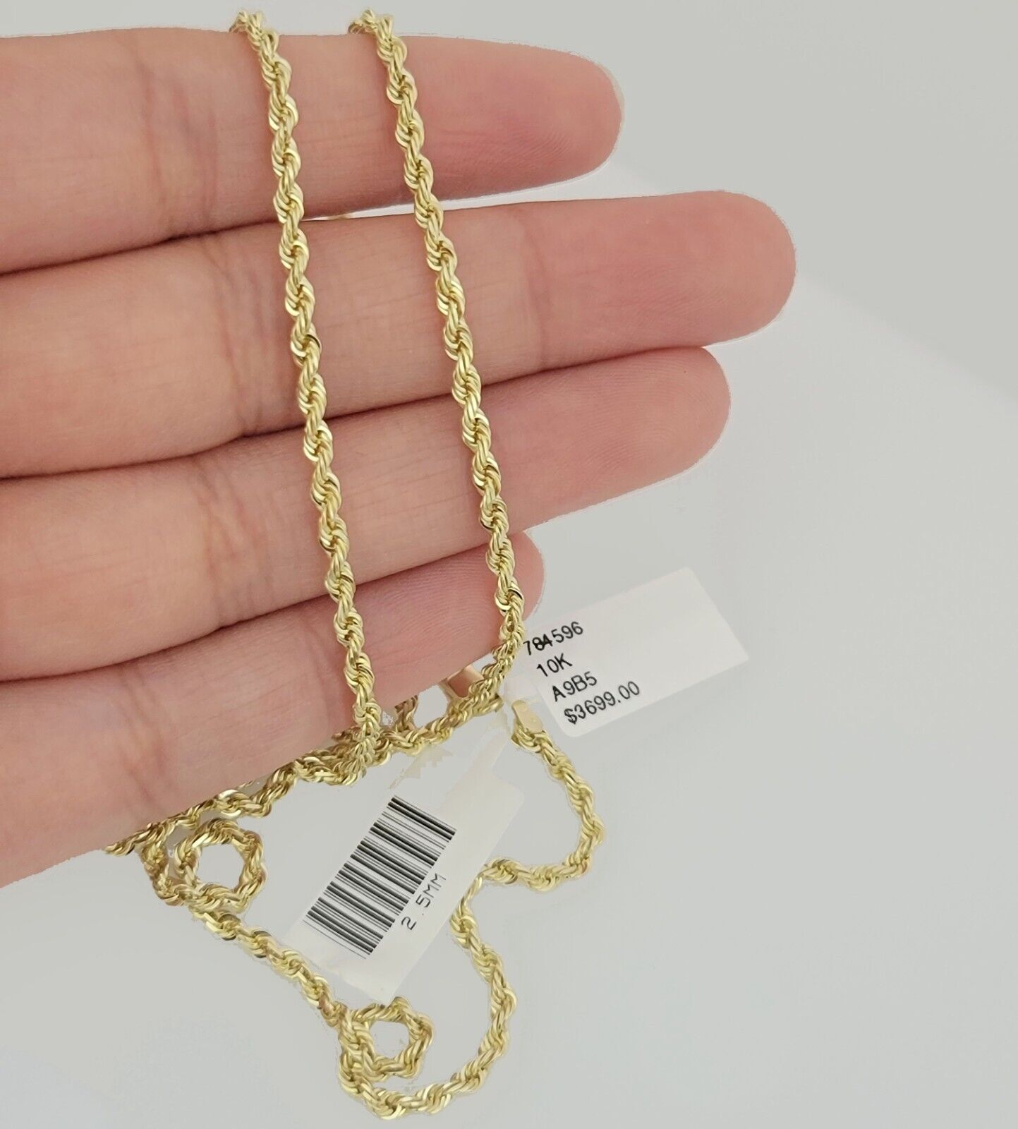 Real 10k Gold Chain Necklace Rope 22 Inch 2.5mm Diamond Cut Solid 10kt Men Women
