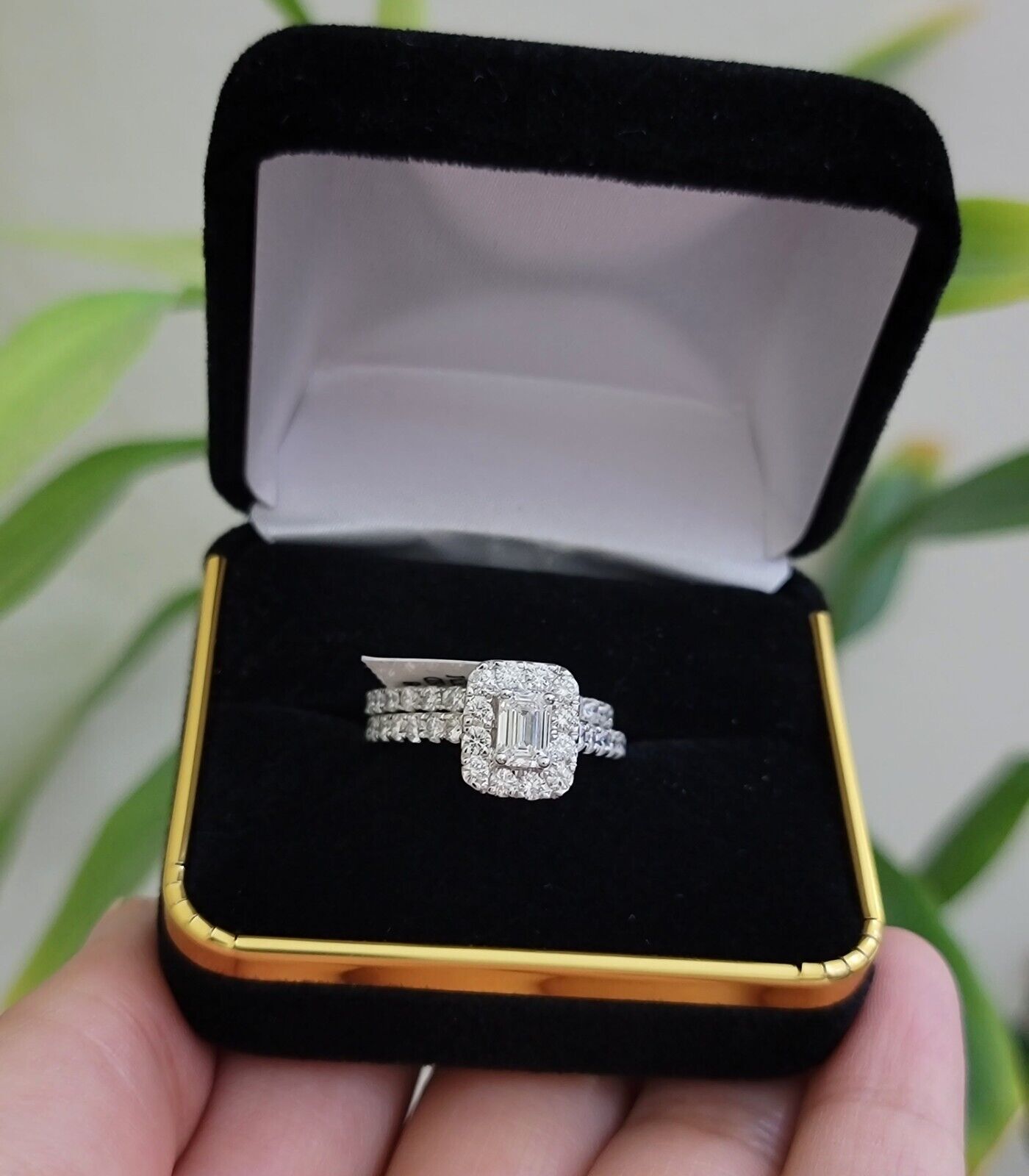 Real 14k White Gold Ring 2CT Diamonds Engagement Wedding Ladies Band SET , Women