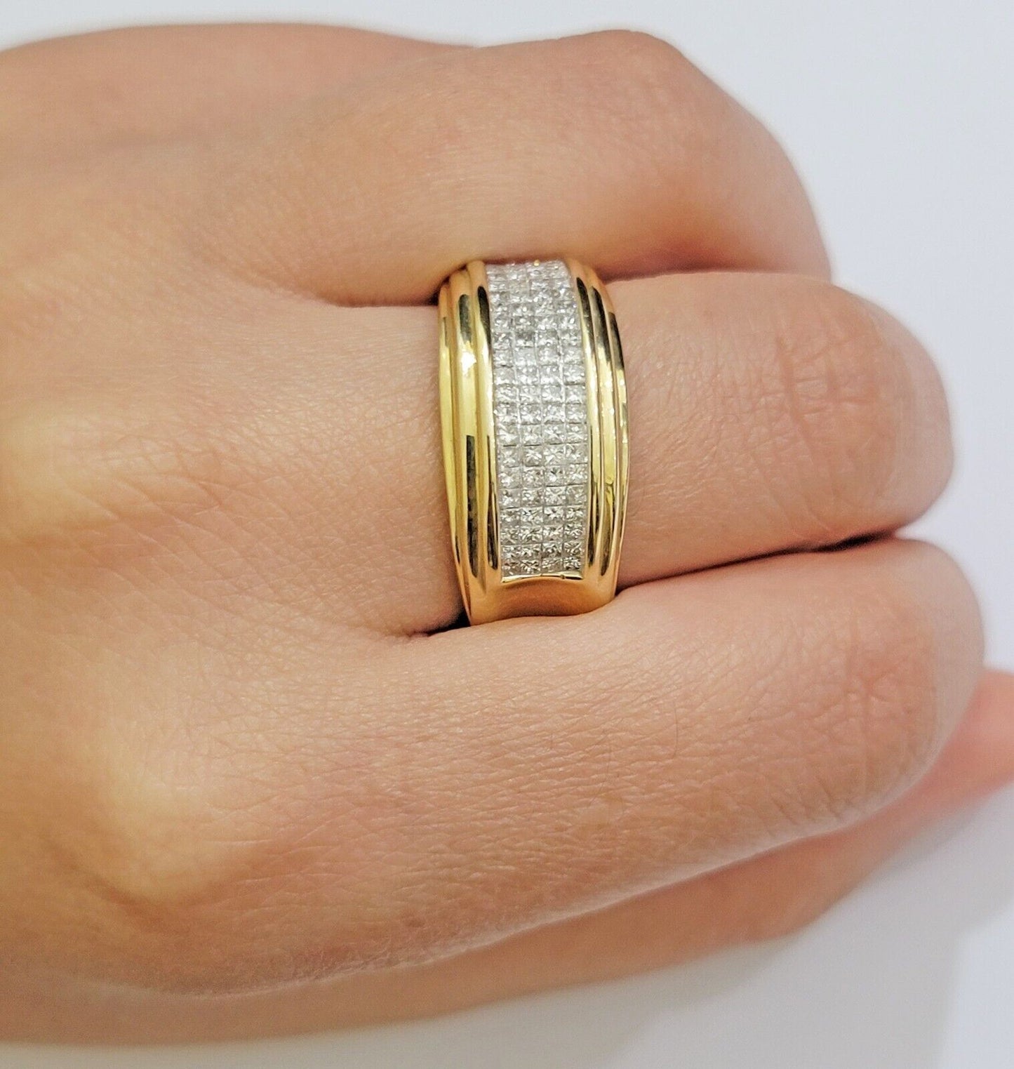 Real 14k gold Diamond Mens Ring Band Engagement Wedding Band 1 CT Natural Diam