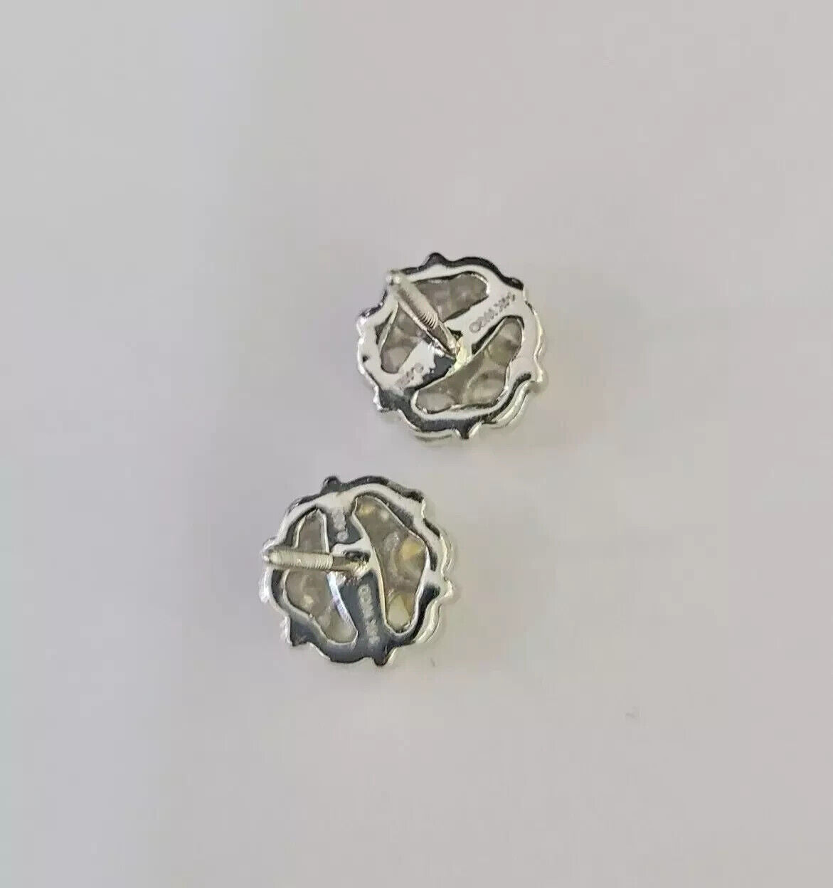 14k White Gold Stud Earring Real Solitaire Diamonds Screw-Back Women Men