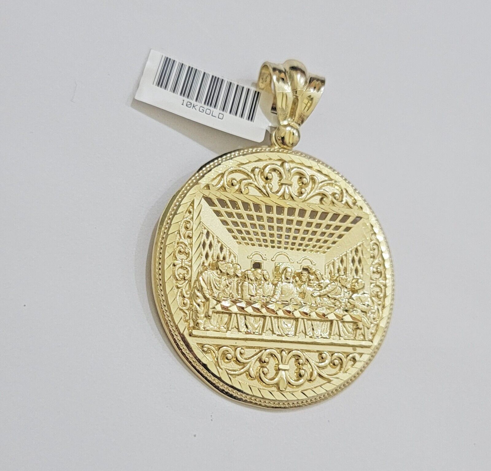 REAL 10k Yellow Gold Pendant Last Supper charm For Mens