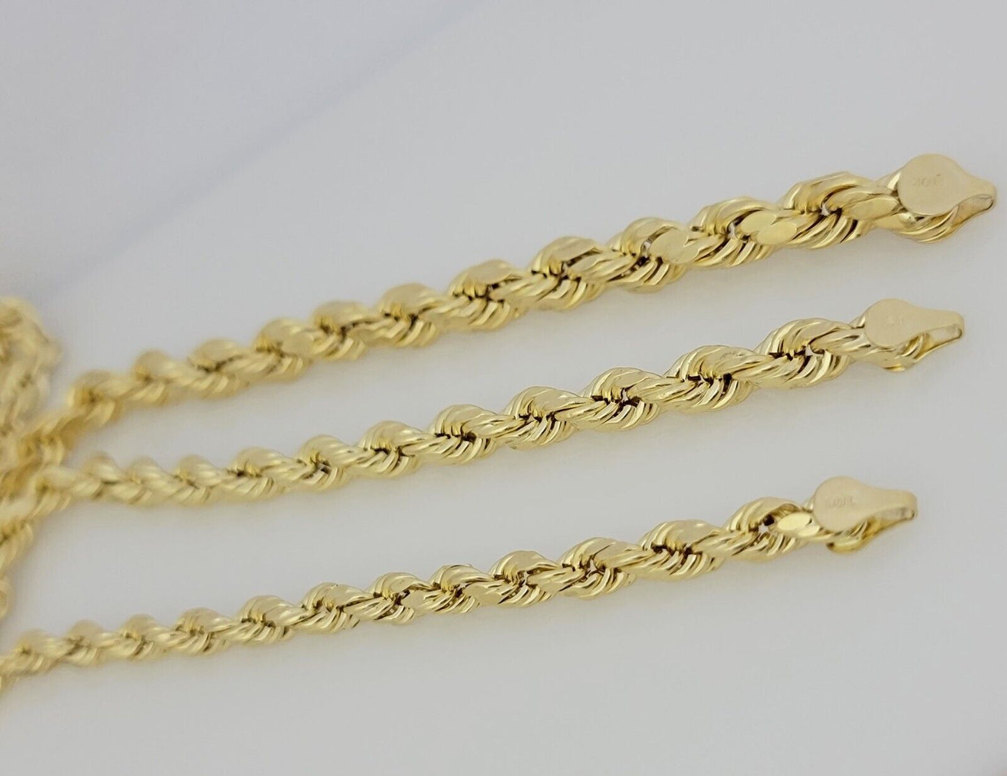 Real 10k Gold Rope Chain Necklace 6mm 7mm 8mm 20" -30 Inch Hollow 10kt For Male