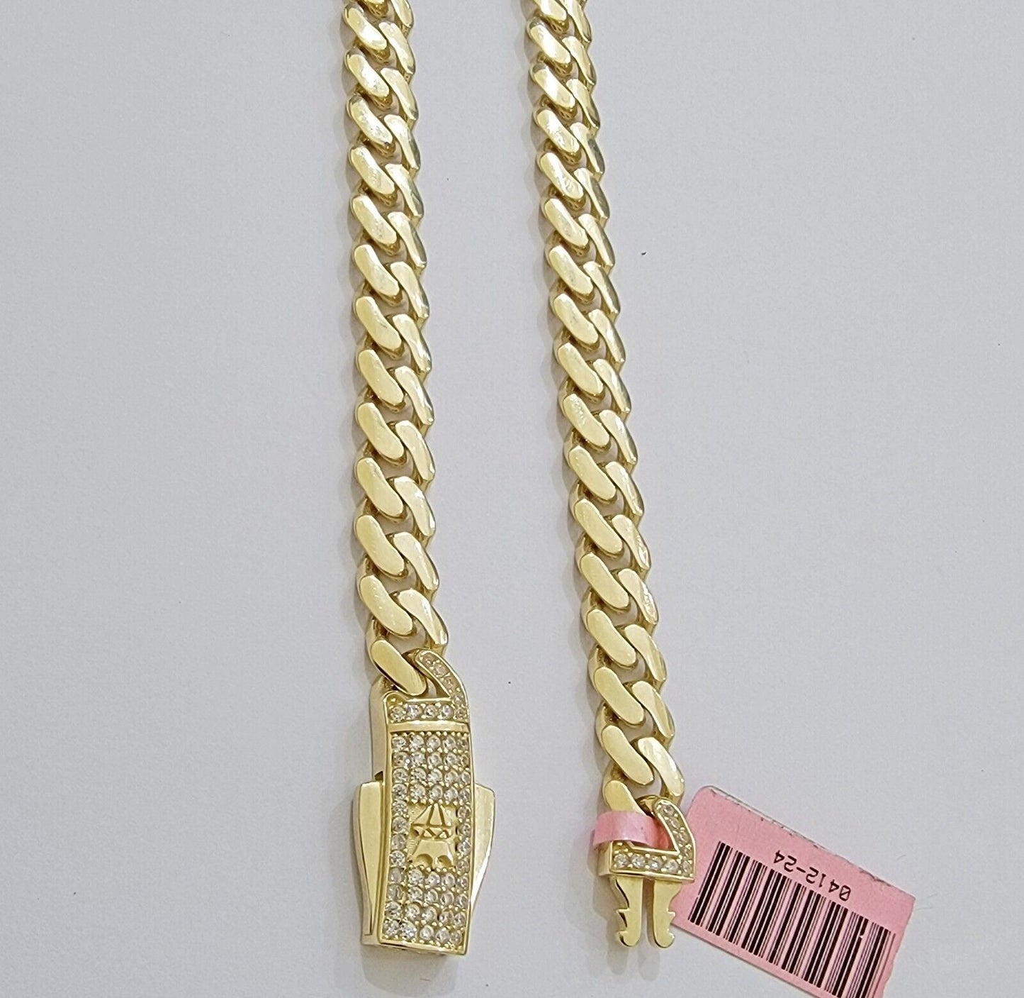 Real 14K Yellow Gold Chain Necklace Royal Monaco Cuban Link 7mm 20"- 24" ,Hollow