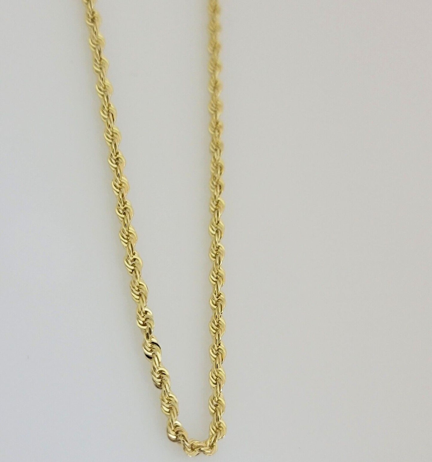Real 10k Gold Chain Necklace Rope 22 Inch 2.5mm Diamond Cut Solid 10kt Men Women
