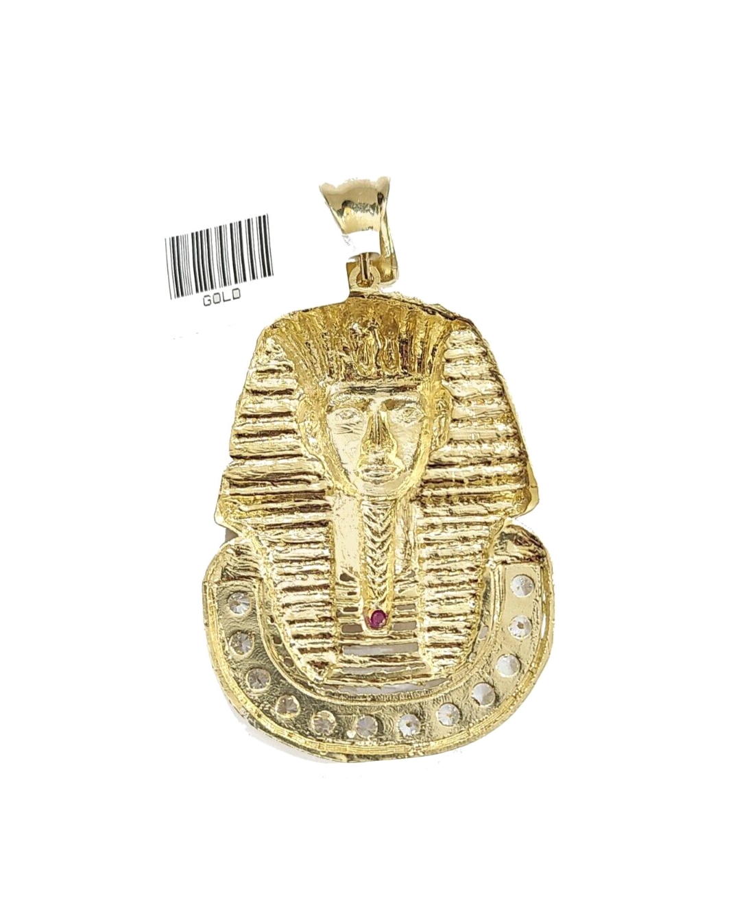 Real 10k Gold Pharaoh Head Charm Pendant 2" 10kt Yellow Gold for Chain DISCOUNT