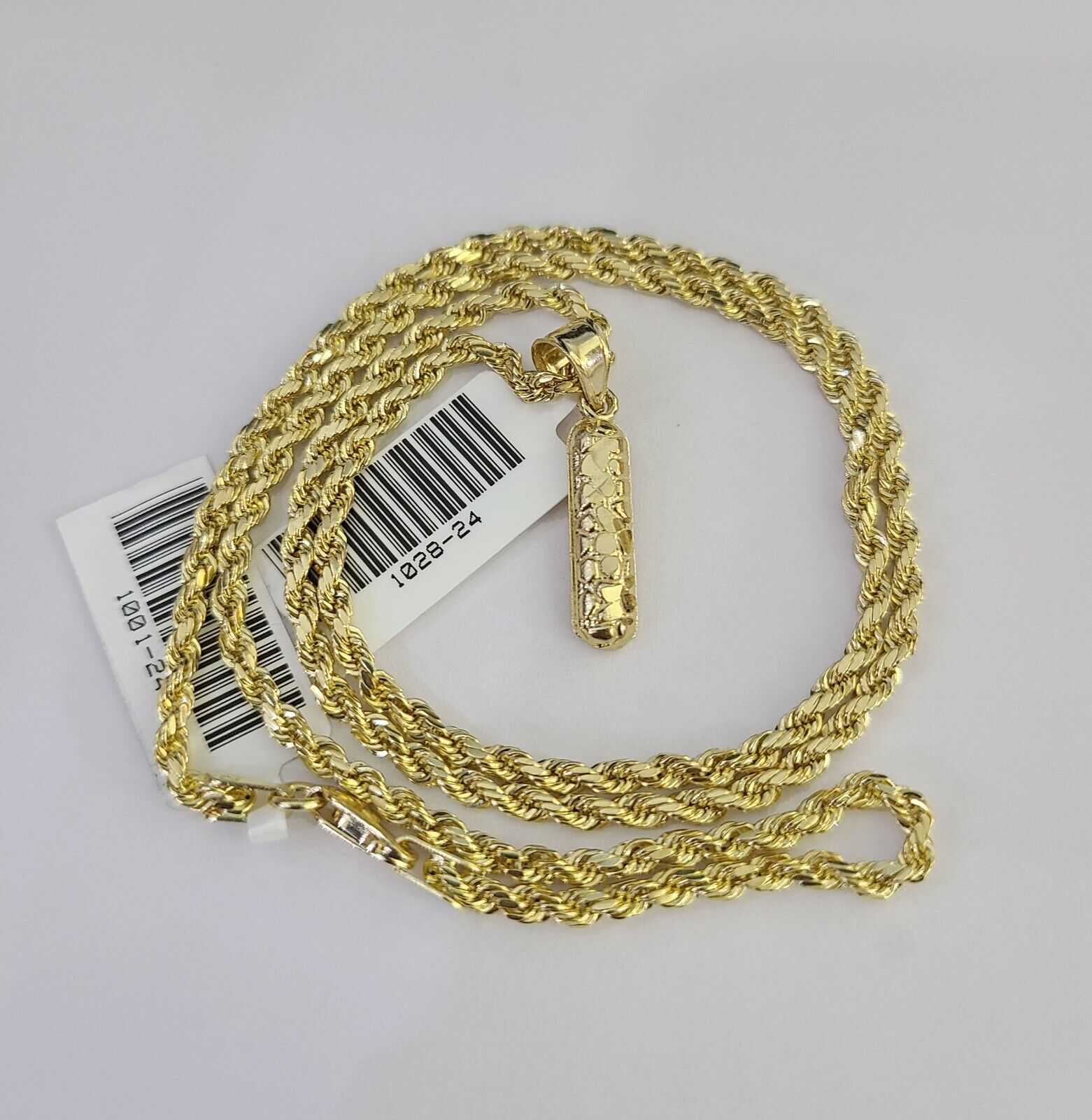 10k Gold Initial I Charm Rope Chain 16"-26" 2.5mm SET Necklace Alphabet Pendant