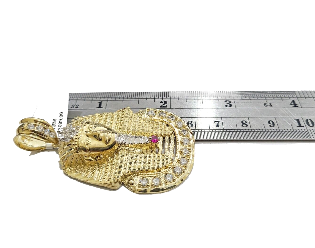 Real 10k Gold Pharaoh Head Charm Pendant 2" 10kt Yellow Gold for Chain DISCOUNT