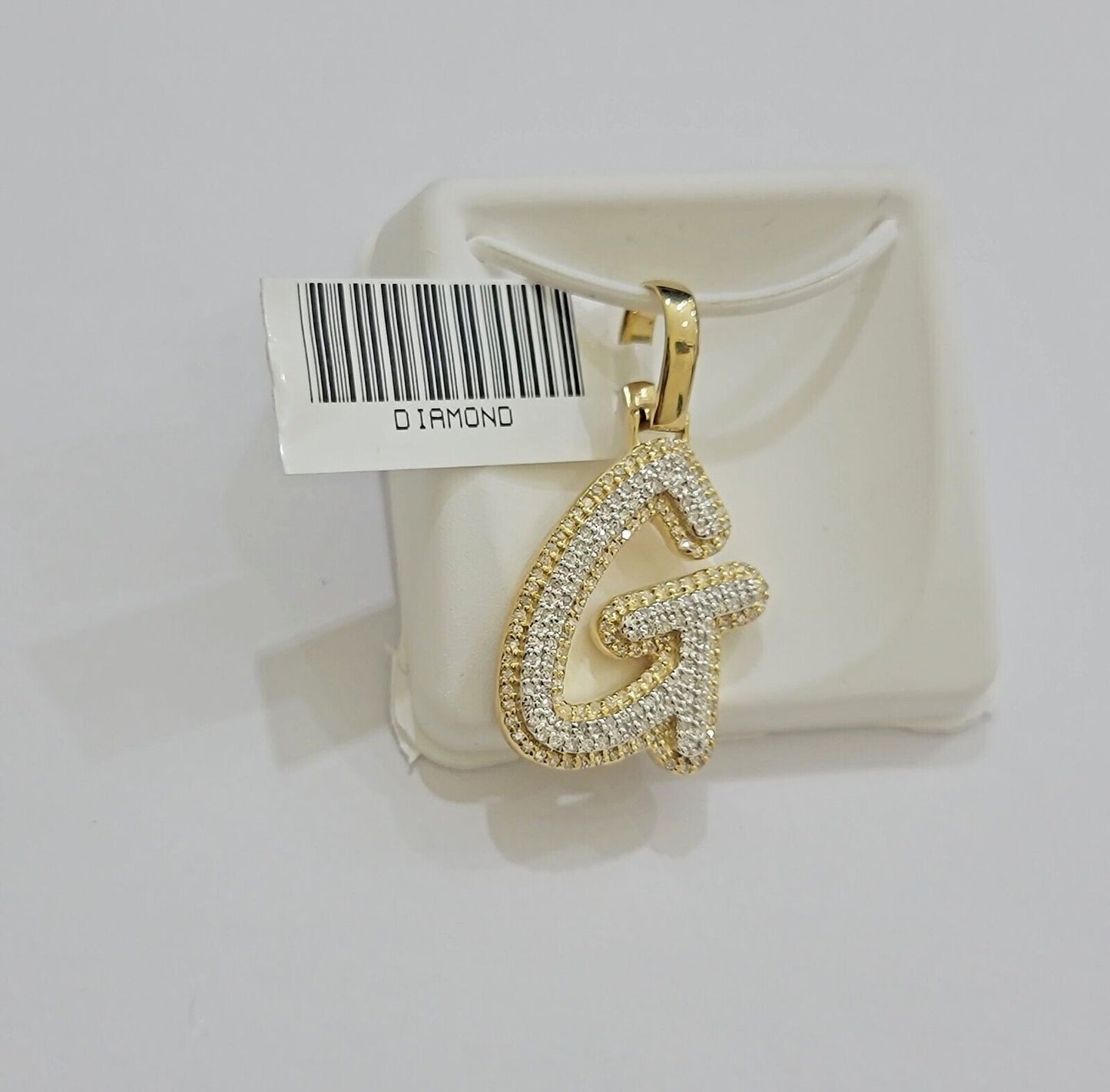 Real 10k Yellow Gold G Charm Pendant Letter Initial With Diamonds For Mens