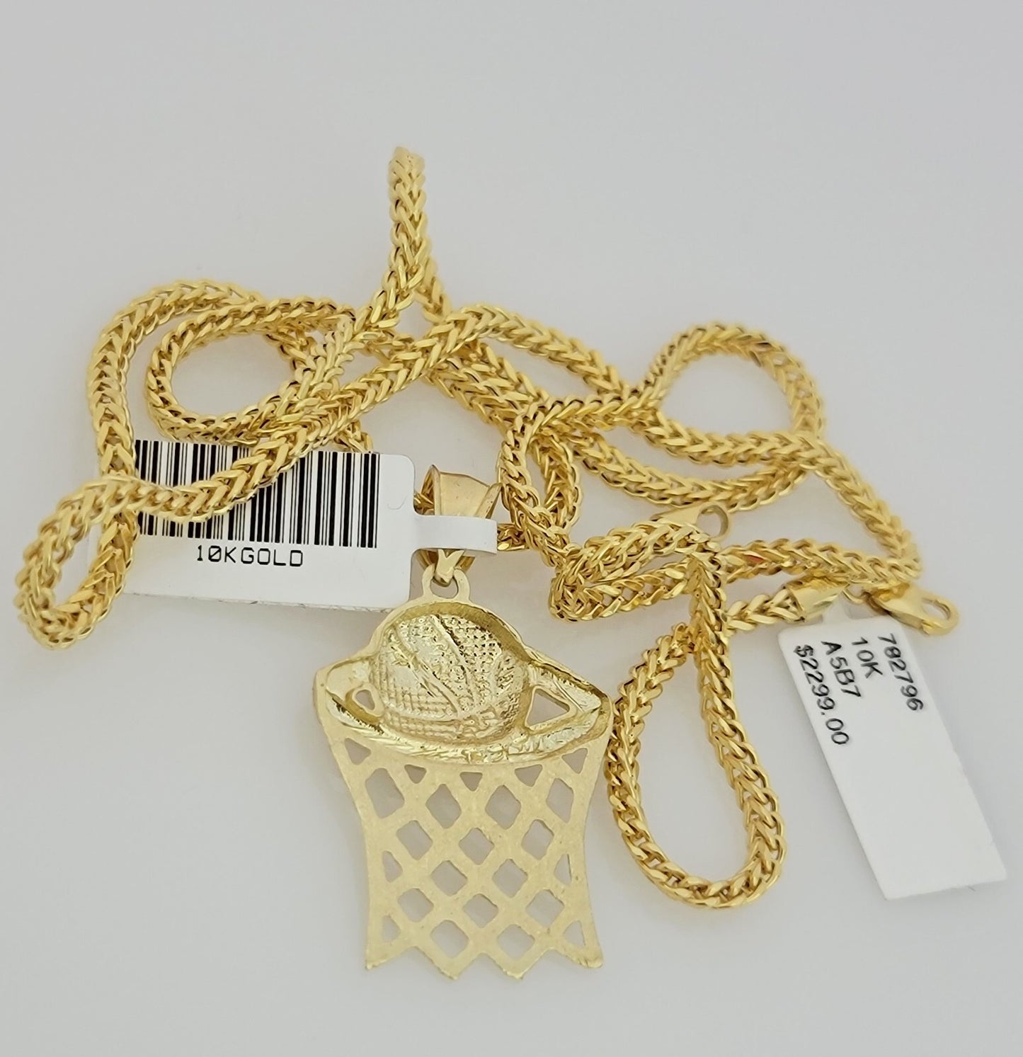 Real 10k Gold Basketball Charm & Franco Chain SET 10kt 2.5mm Franco Necklace 22"