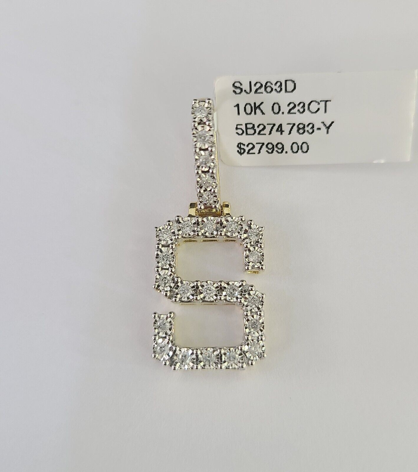 Real 10k Gold Necklace Chain Diamond S Alphabet Charm SET 3mm Miami Cuban Link
