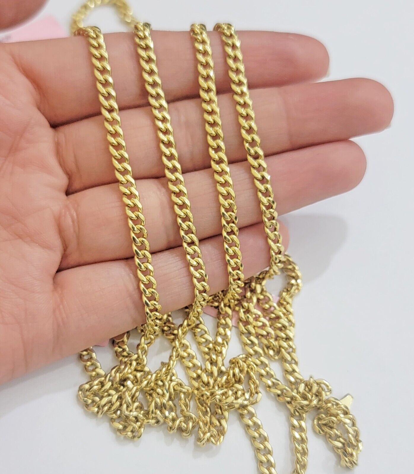 Real 14K Yellow Gold Chain Necklace Miami Cuban Link Chain 3.5mm 18" - 26'' Inch