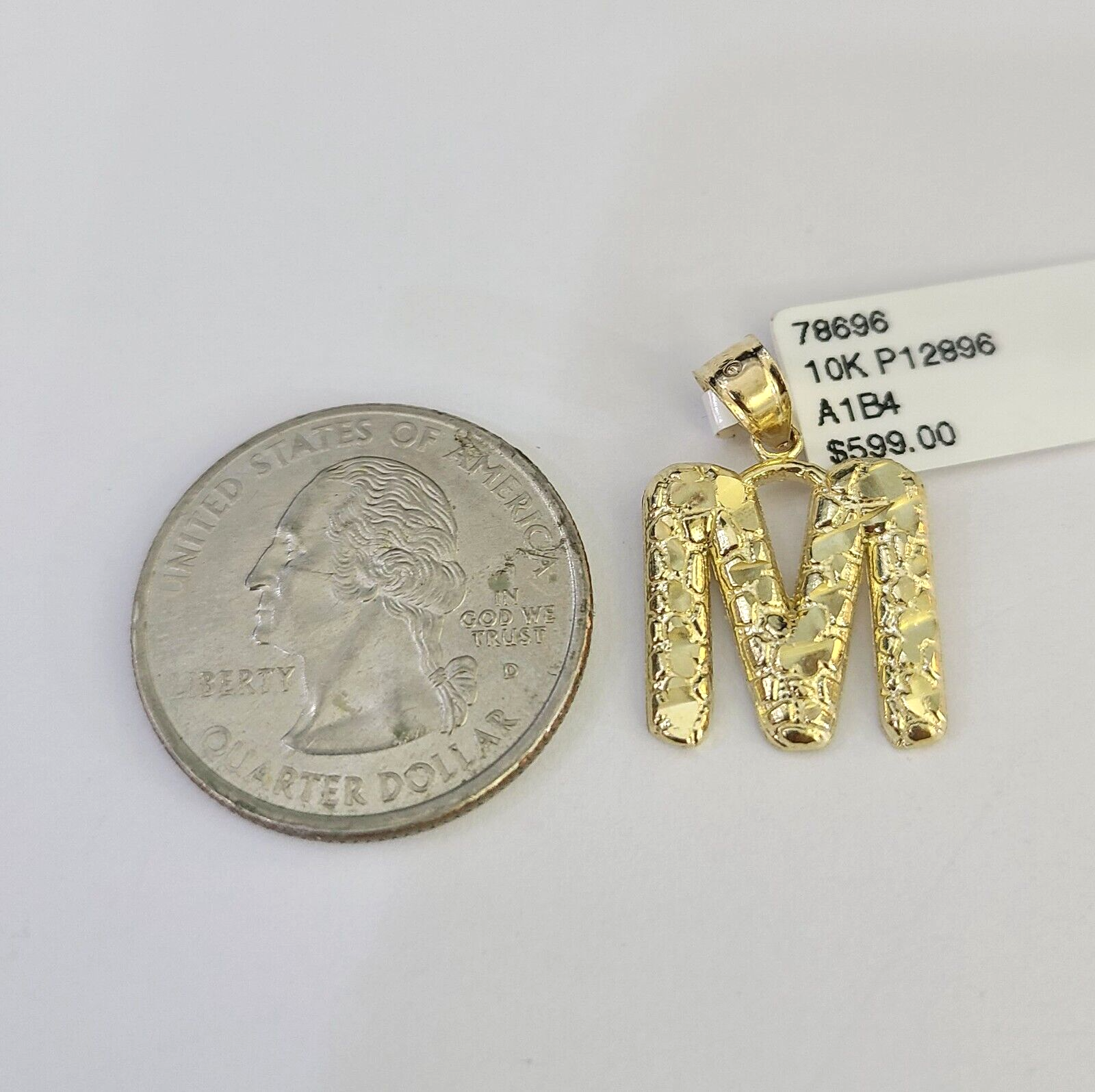 10k Gold Initial M Charm Rope Chain 16"-26" 2.5mm SET Necklace Alphabet Pendant