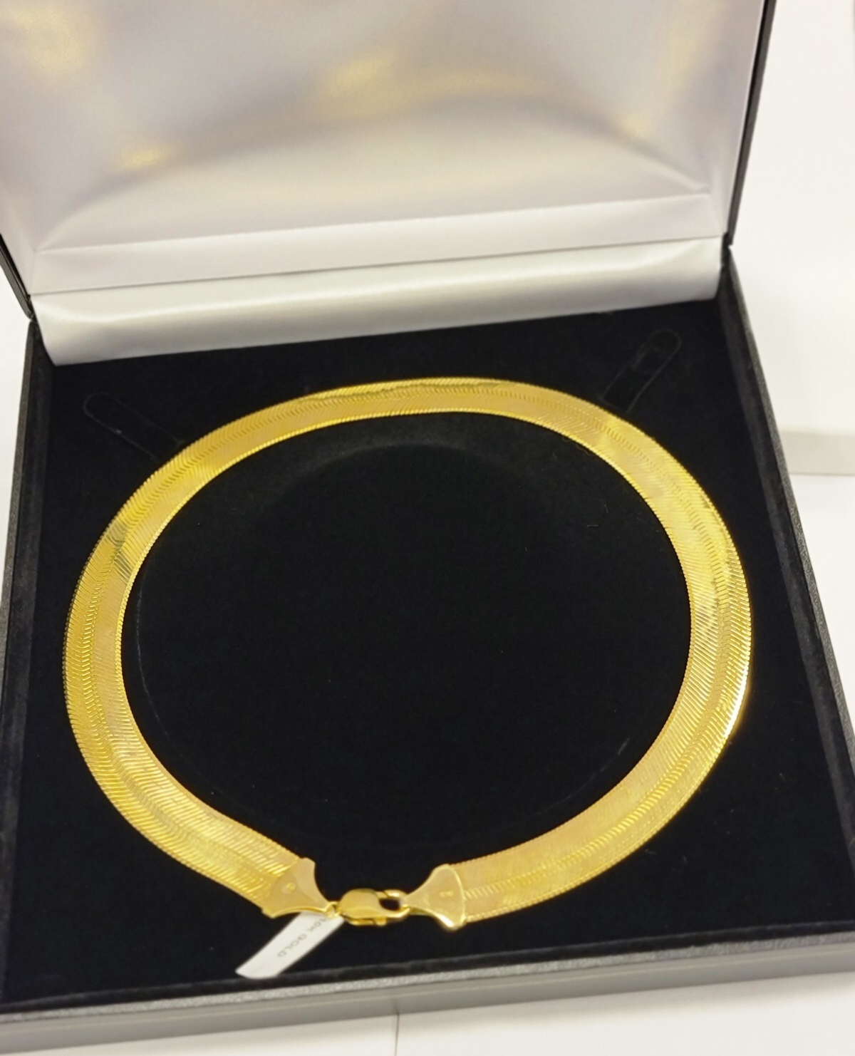 Real 10k Yellow Gold Herringbone Chain Necklace 15mm 22Inch Solid 10kt Men Women