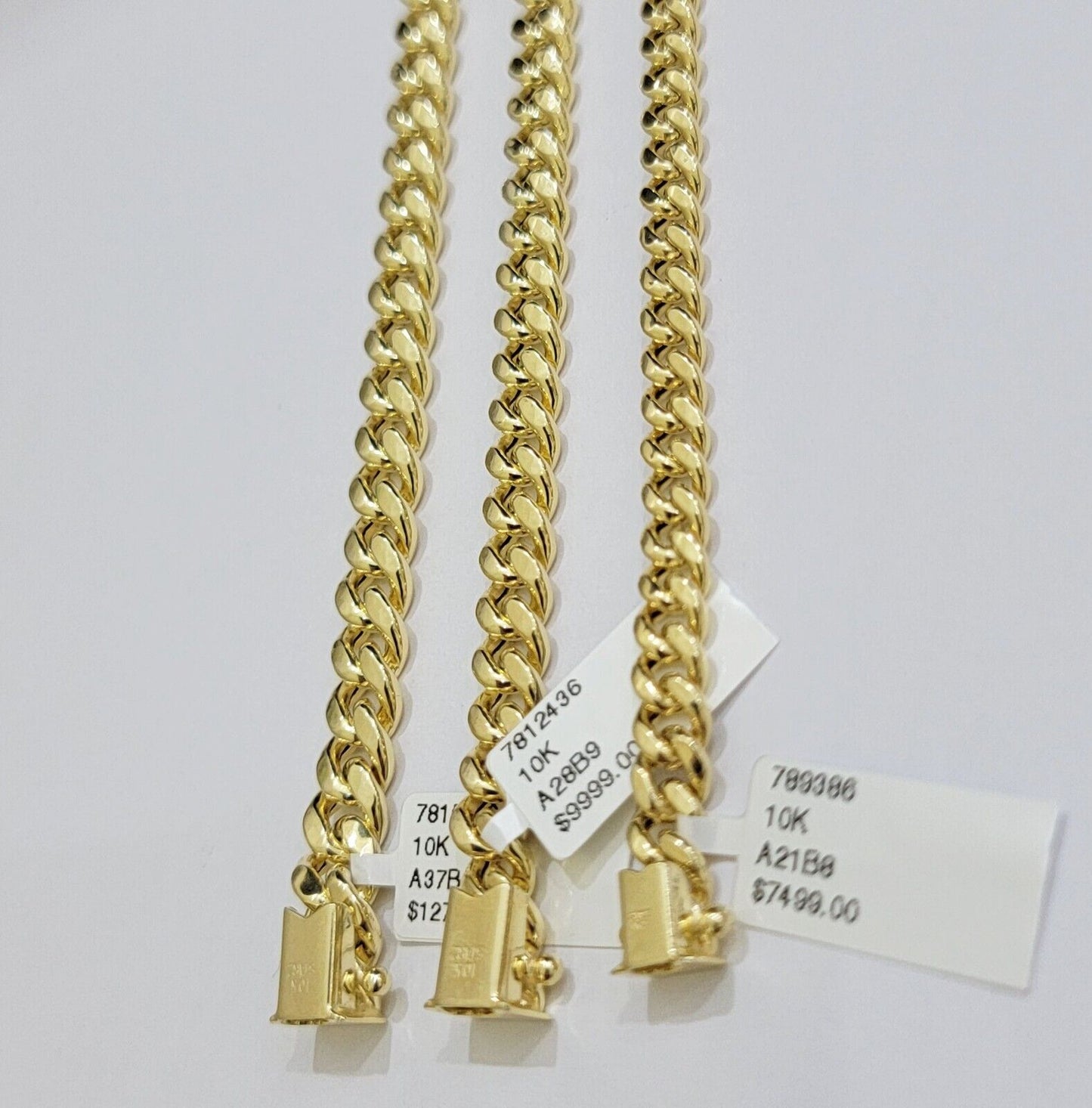 Real 10k Gold Chain Necklace Miami Cuban Link 20 - 30 Inch Mens 10KT 6mm 7mm 8mm
