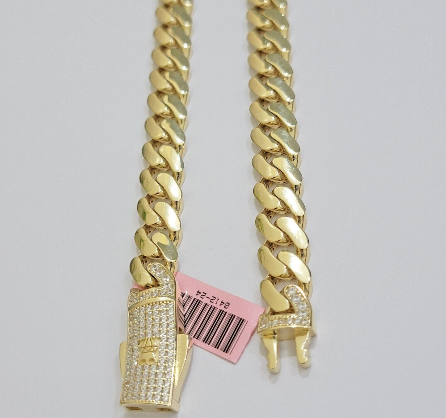 Real 14K Yellow Gold Necklace Royal Monaco Chain 10mm chain 30 Inch Men Puro ORO