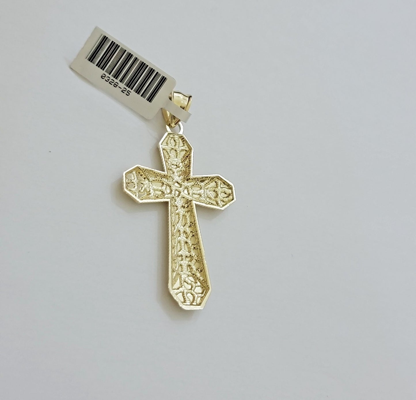 Real 10k Yellow Gold Cross charm Nugget Pendant 2 Inch For Men's 10 KT / AS