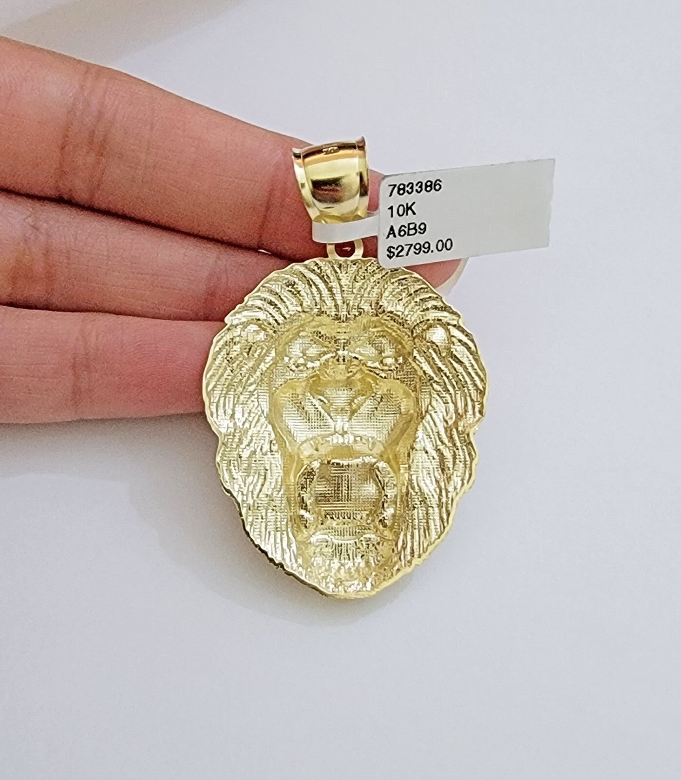 Real 10k Yellow Gold charm Pendant Lion Head 2 Inch For Men's 10KT / CAL