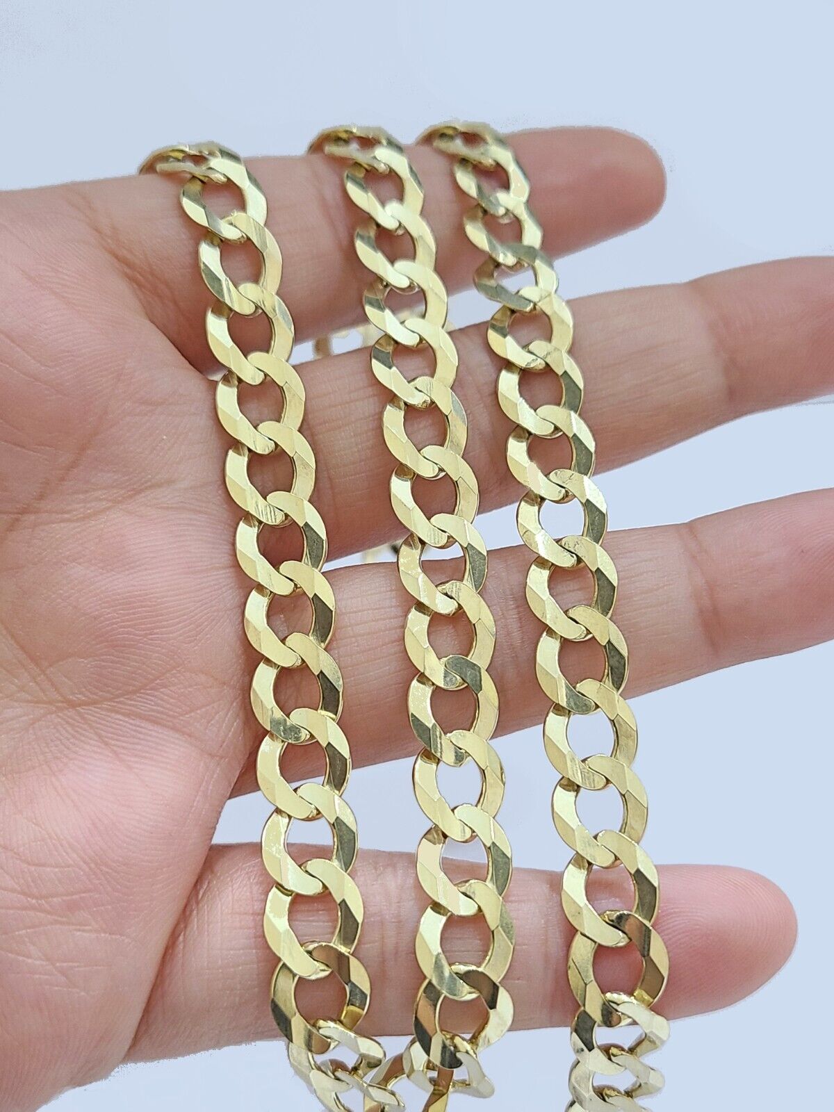 Solid 10k Yellow Gold Necklace Cuban Curb Link Chain 8.5mm 22 Inch For Mens