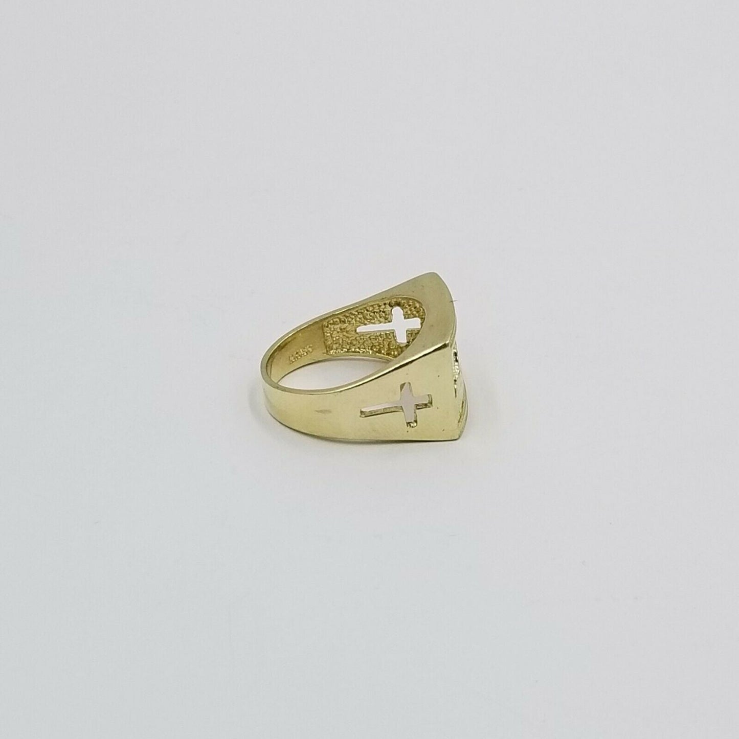 REAL 10k Yellow Gold Last Supper Ring Cross Design Men's Ring, Size 12