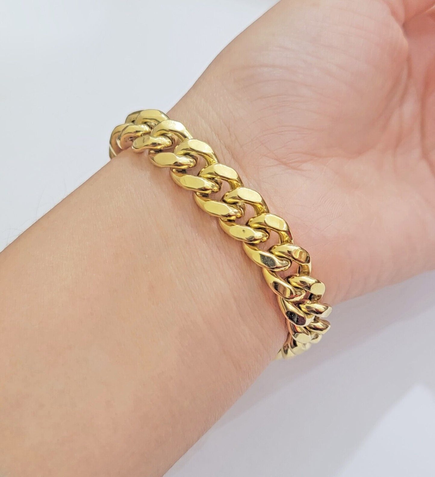 11mm 14k Gold Bracelet Miami Cuban Link 7"- 10 Inch Mens Real 14kt Yellow Gold