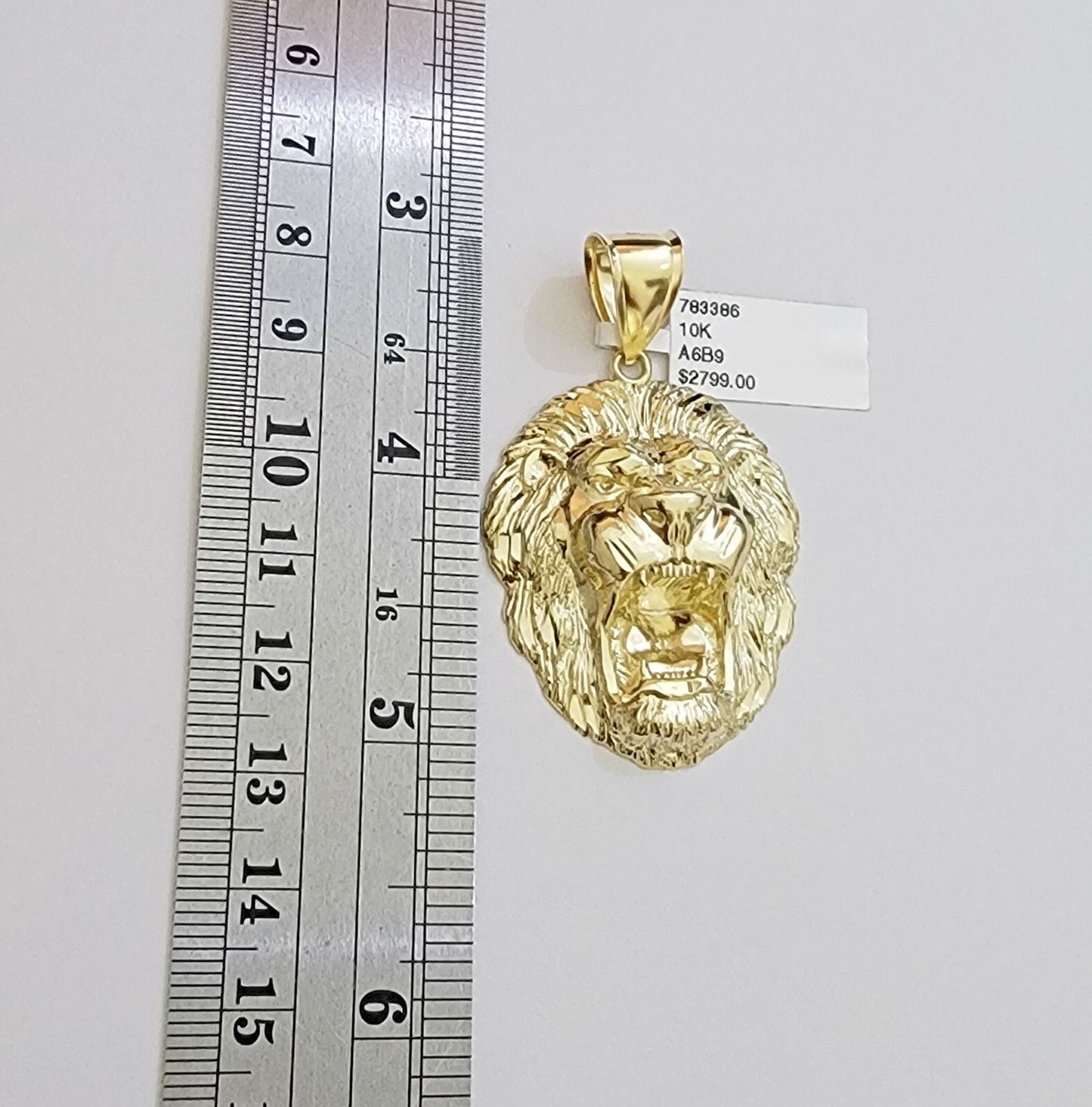 Real 10k Yellow Gold charm Pendant Lion Head 2 Inch For Men's 10KT / CAL