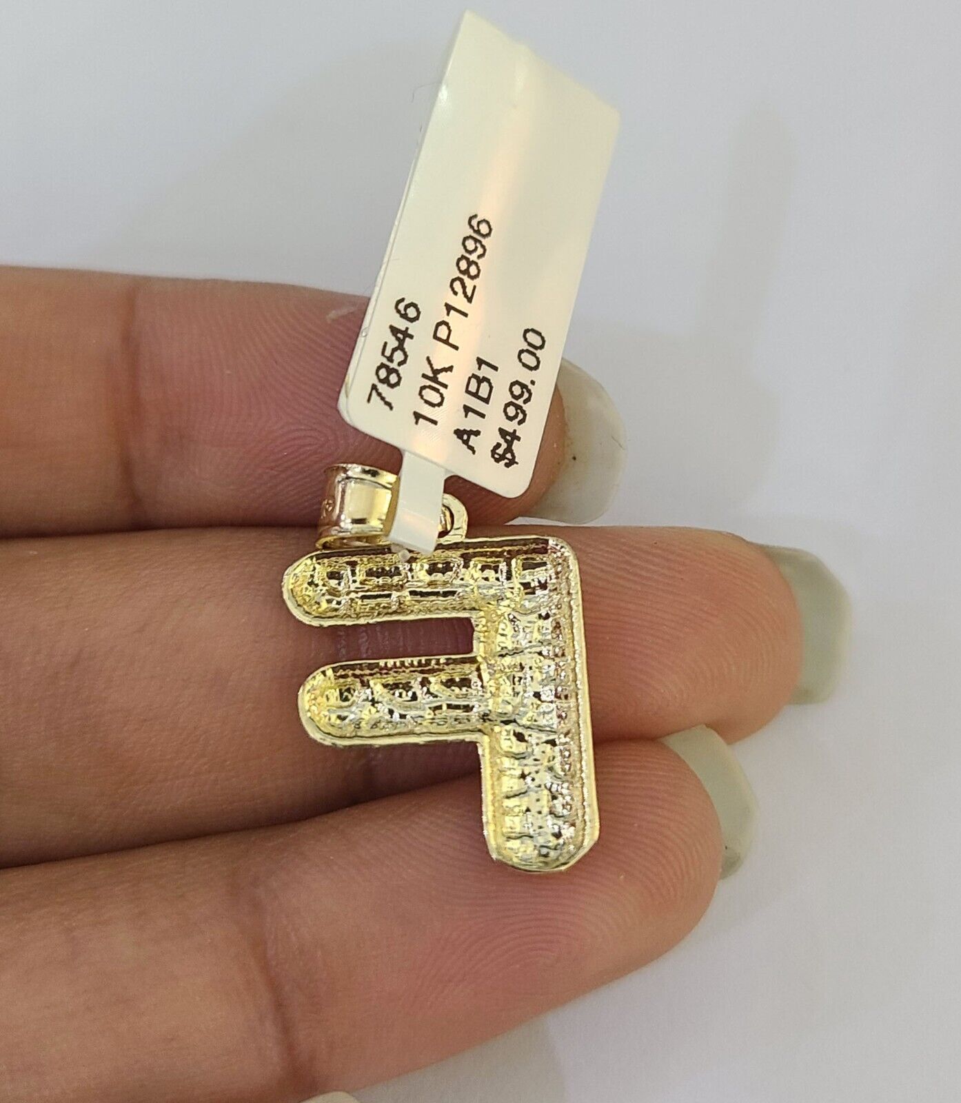 10k Gold Initial F Charm Rope Chain 16"-26" 2.5mm SET Necklace Alphabet Pendant